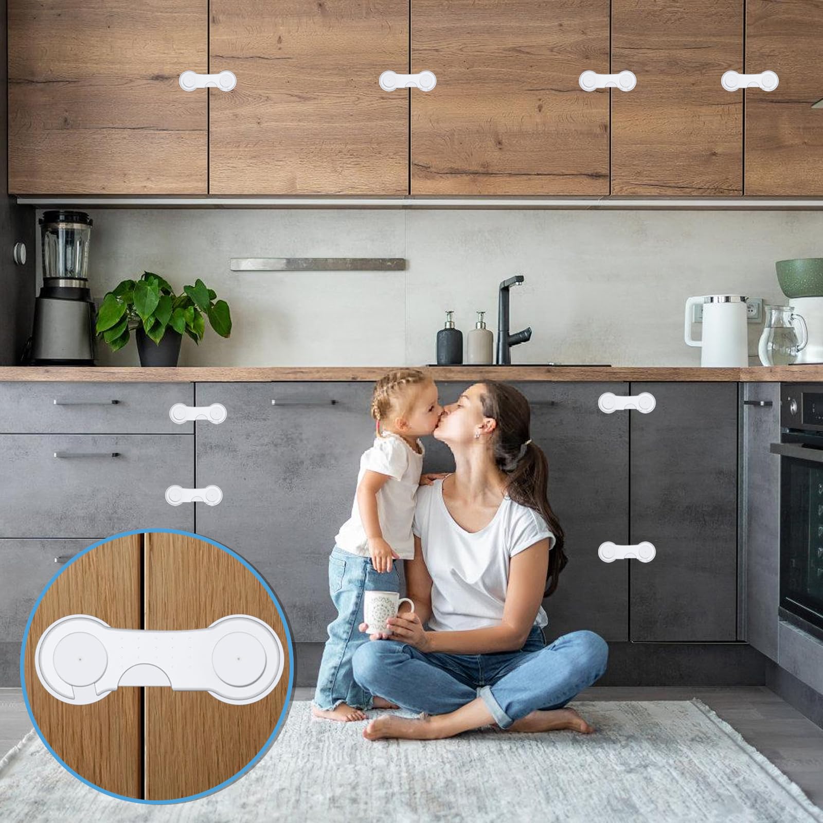 12 Pièces Bloque Porte Bébé, Securite Placard Enfant, Porte Securite Bébé,Porte Securite Bébé pour Meubles, Installation Facile, AdhéSif Fort Sans PerçAge, Blanc