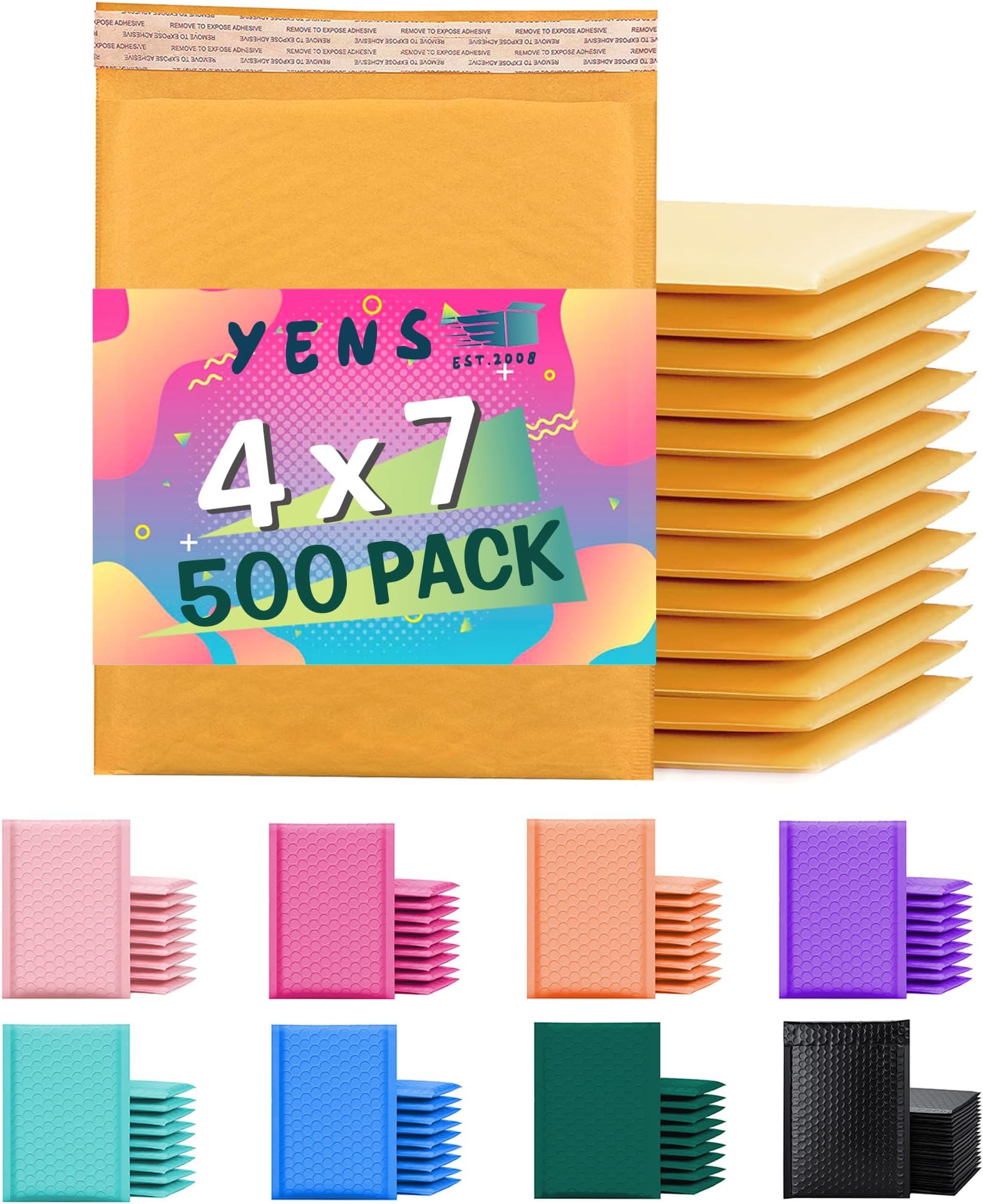 50 Sobres De Burbujas De Polietileno De 4 X 8 Pulgadas, Impermeable Purpura