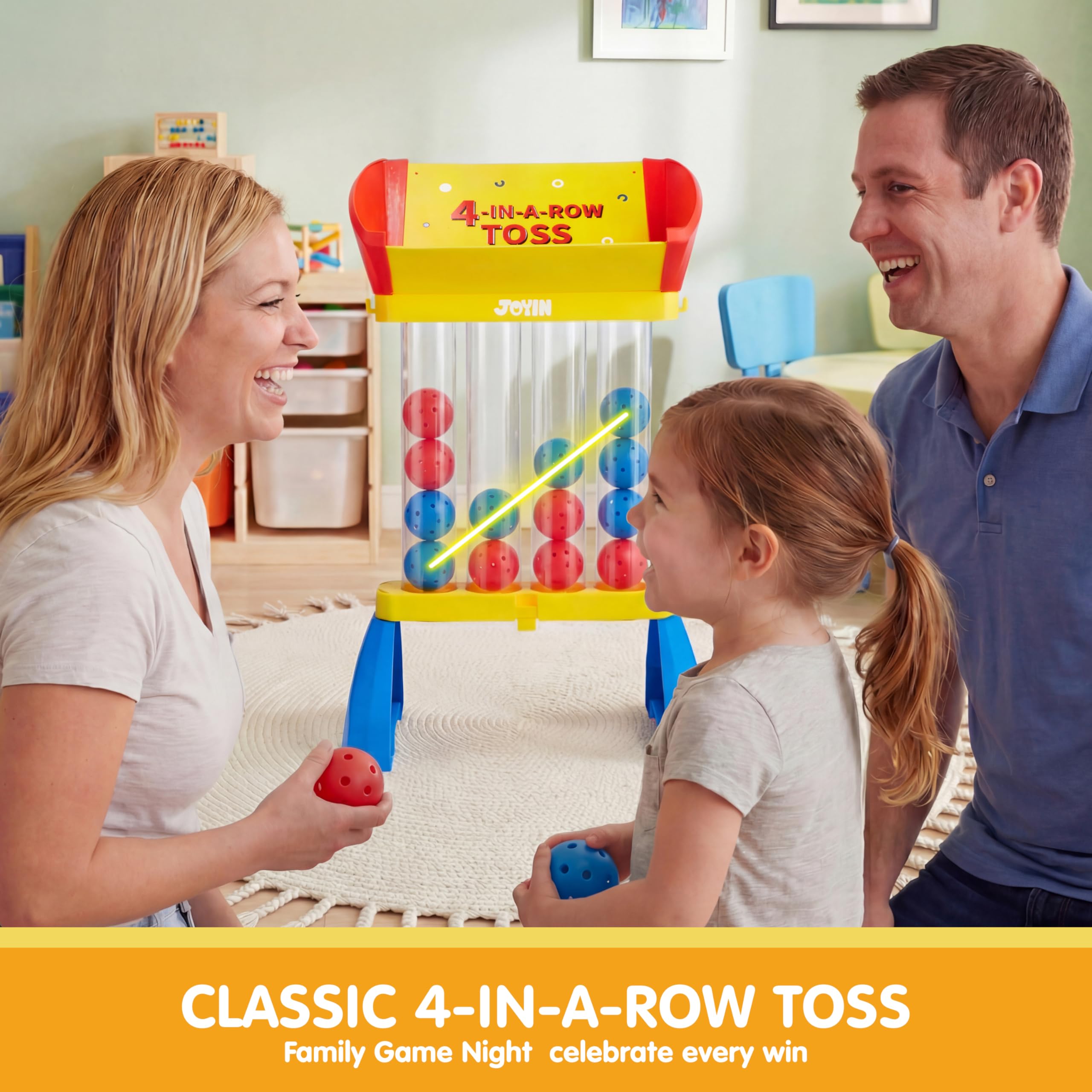 JOYIN 4-in-a-Row Floor Giant Game - Wurf- und Punktespiel für Kinder ab 3 Jahren, Indoor- und Outdoor-Hofspiele, tragbares Partyspiel für Zuhause, Rasen, Strand und Camping Essentials
