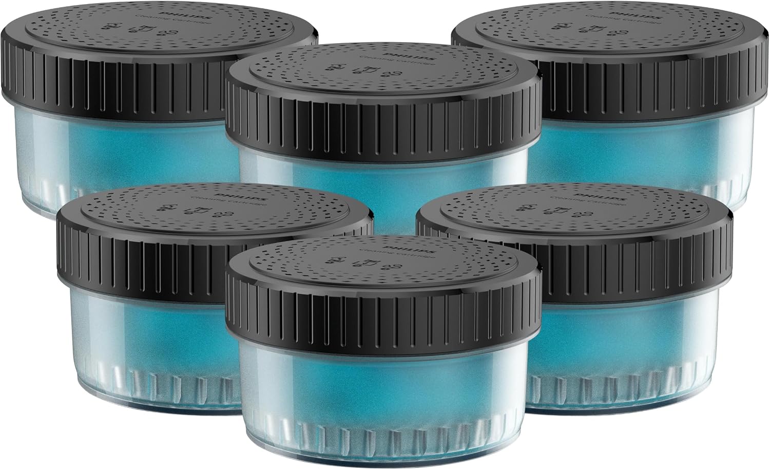 Norelco Philips Quick Clean Pod Cartridge, Lubricates Shaver and Eliminates Cut Hair, 6x 5.4 fl oz Cartridges, CC16/52