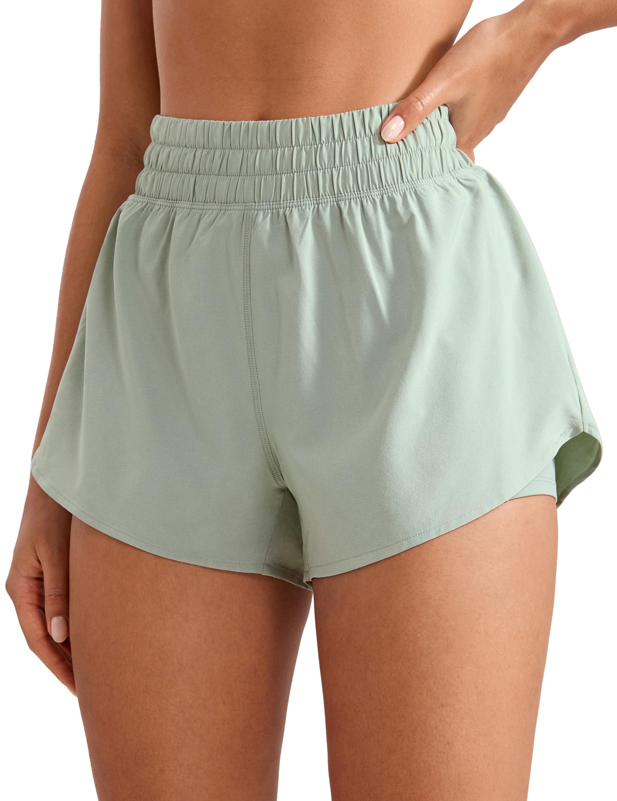 2 in 1 High Waisted Running Shorts for Women 3 Quick Dry for Sport Athletic Workout with Zipper
