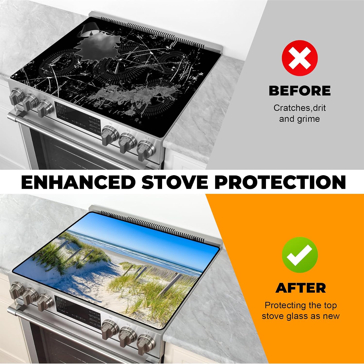 Heat-resistant Stove Top Cover - 28.5" X 20.5" Cooktop Protector Covers, Scratch-resistant Washable Pad Kitchen Countertop Mat (Blue Sky, 28.5" x 20.5")