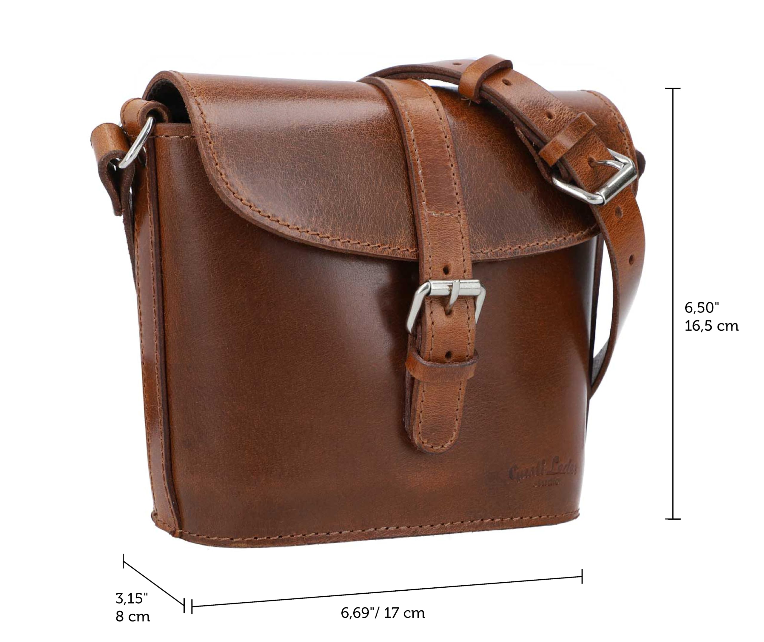 Gusti Nantje Leder Umhängetasche Damen – Schultertasche & Handtasche, Vintage Echtleder Braun