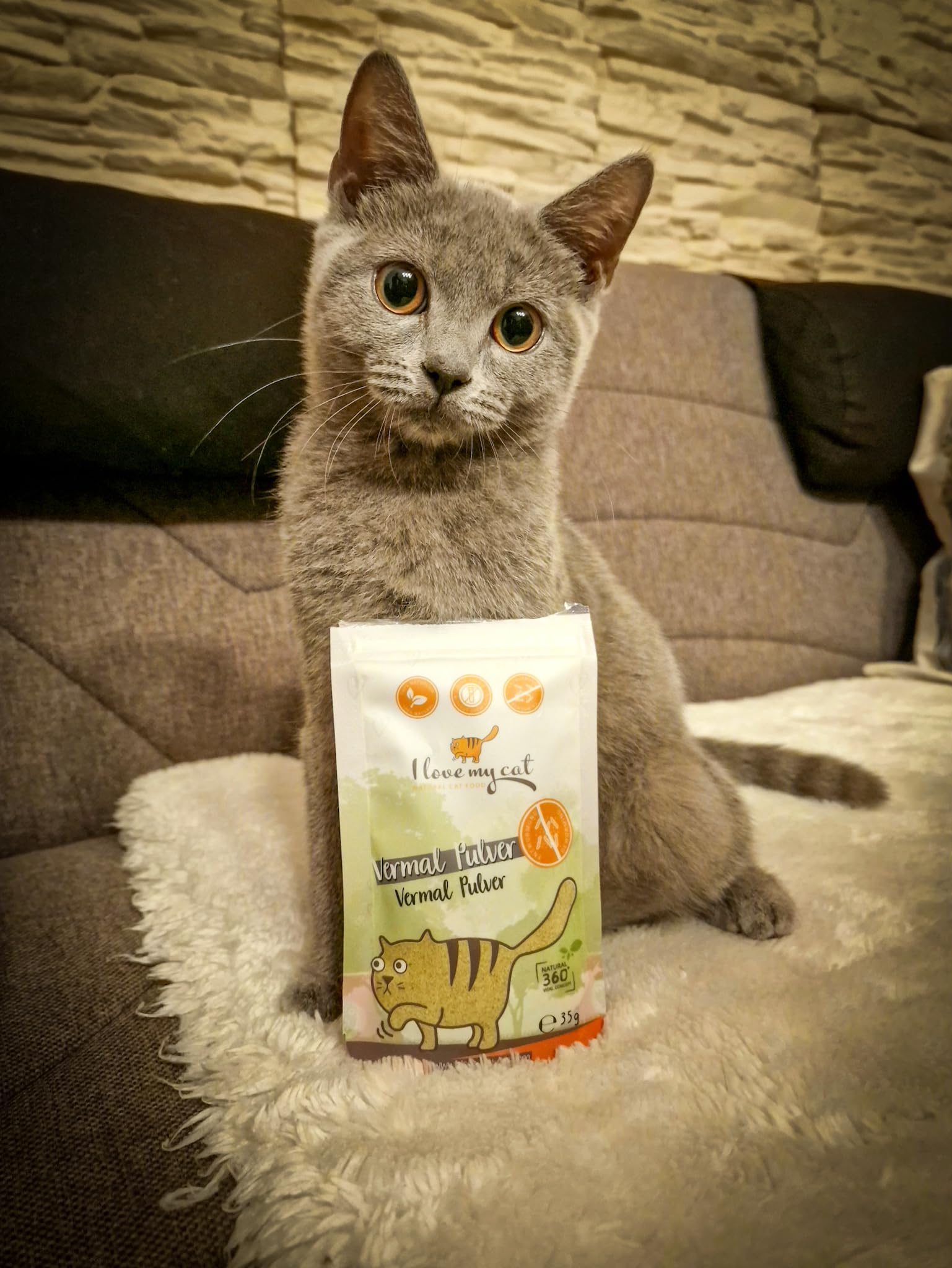 I Love My cat Vermal Pulver - Ergänzungsfuttermittel für Katzen mit Kokosmehl und Kürbiskernen – 80 g