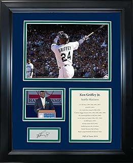 Framed Ken Griffey Jr Hall of Fame Facsimile Laser Engraved Signature Auto Seattle Mariners 12"x15" Baseball Photo Collage