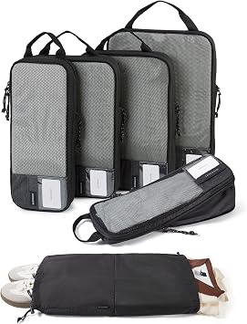 BAGSMART 6 Set Travel Organizer Cubes - Packing Cubes for Suitcases - Polyester, Rectangular, Zipper Closure - Black - Lightweight, Compression - Travel Accessories