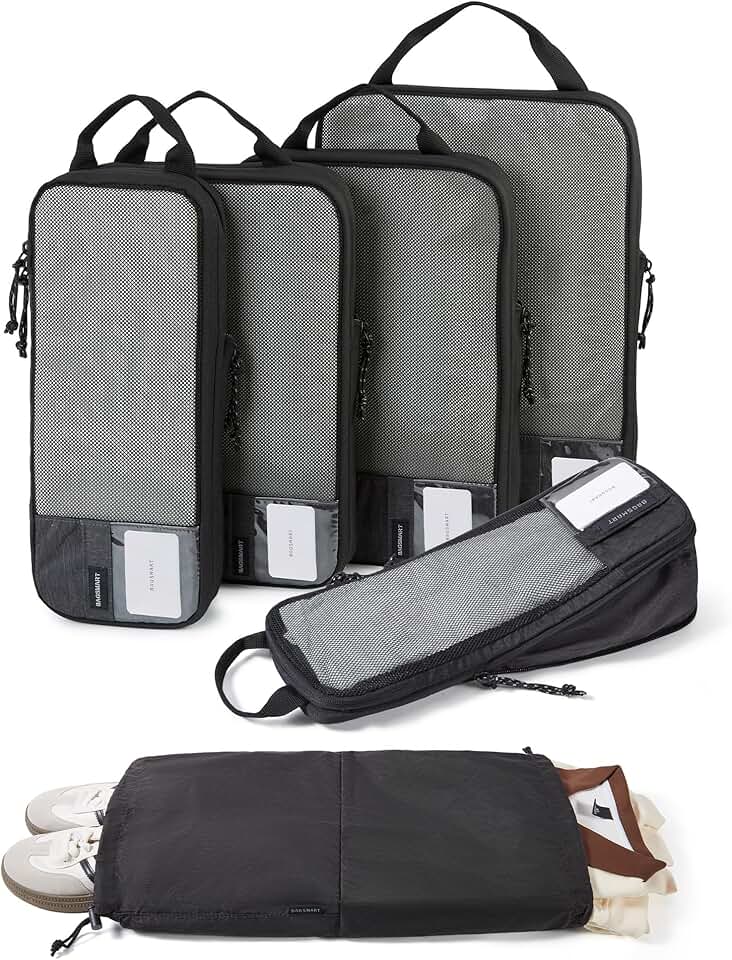 BAGSMART 6 Set /4 Set/2 Set Compression Packing Cubes for Travel, Lightweight Luggage Organizer Bags, Durable Space Saver Bags Travel Essentials