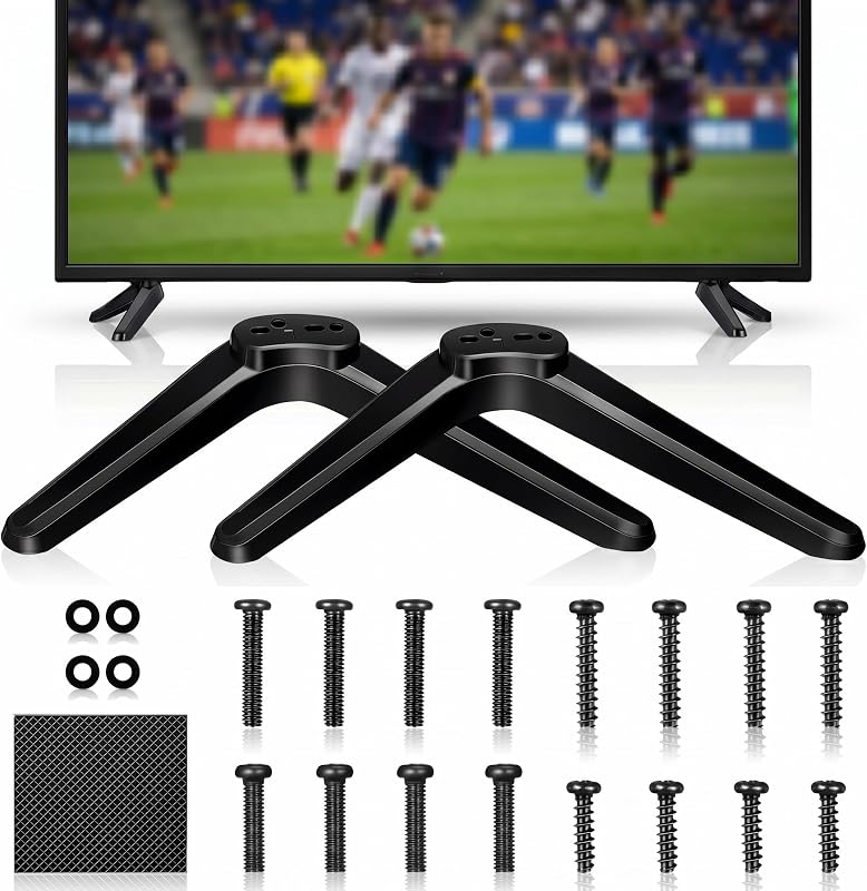 DOITOOL 2 Pcs TV Legs Base Stand Compatible for Roku TV 32 40 49 50 55 Inch, Table Holder Stand Mount Brackets with Screws, Easy Installation