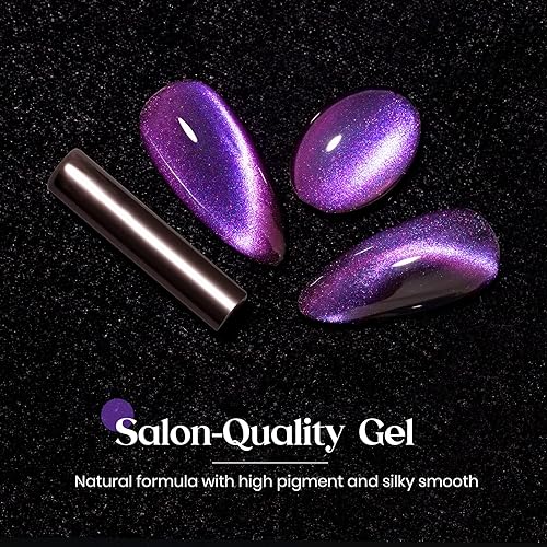 Miniatura 6 de MIZSHE - Esmalte de uñas de gel con imán de ojo de gato, 0.3 onzas líquidas, kit de manicura universal para licuados magnéticos con purpurina Aurora