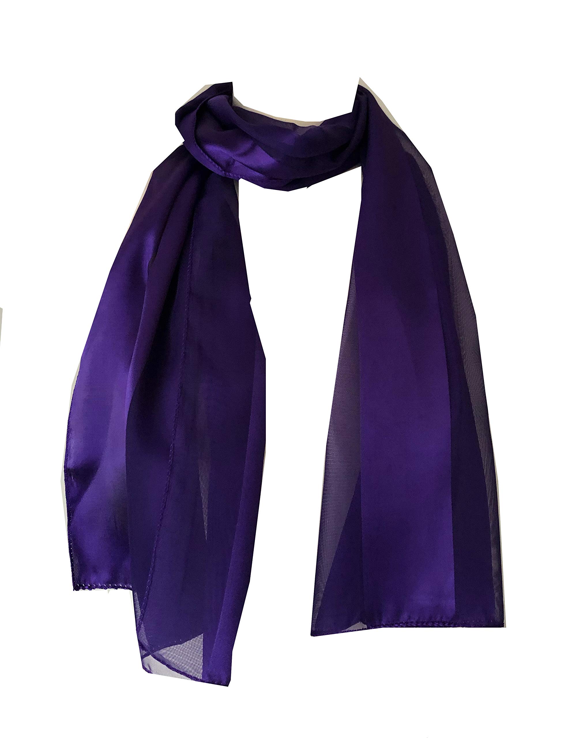 Pamper Yourself Now Plain Purple Faux Chiffon and Satin Style Striped Scarf Thin Pretty Scarf Great for Any Outfit