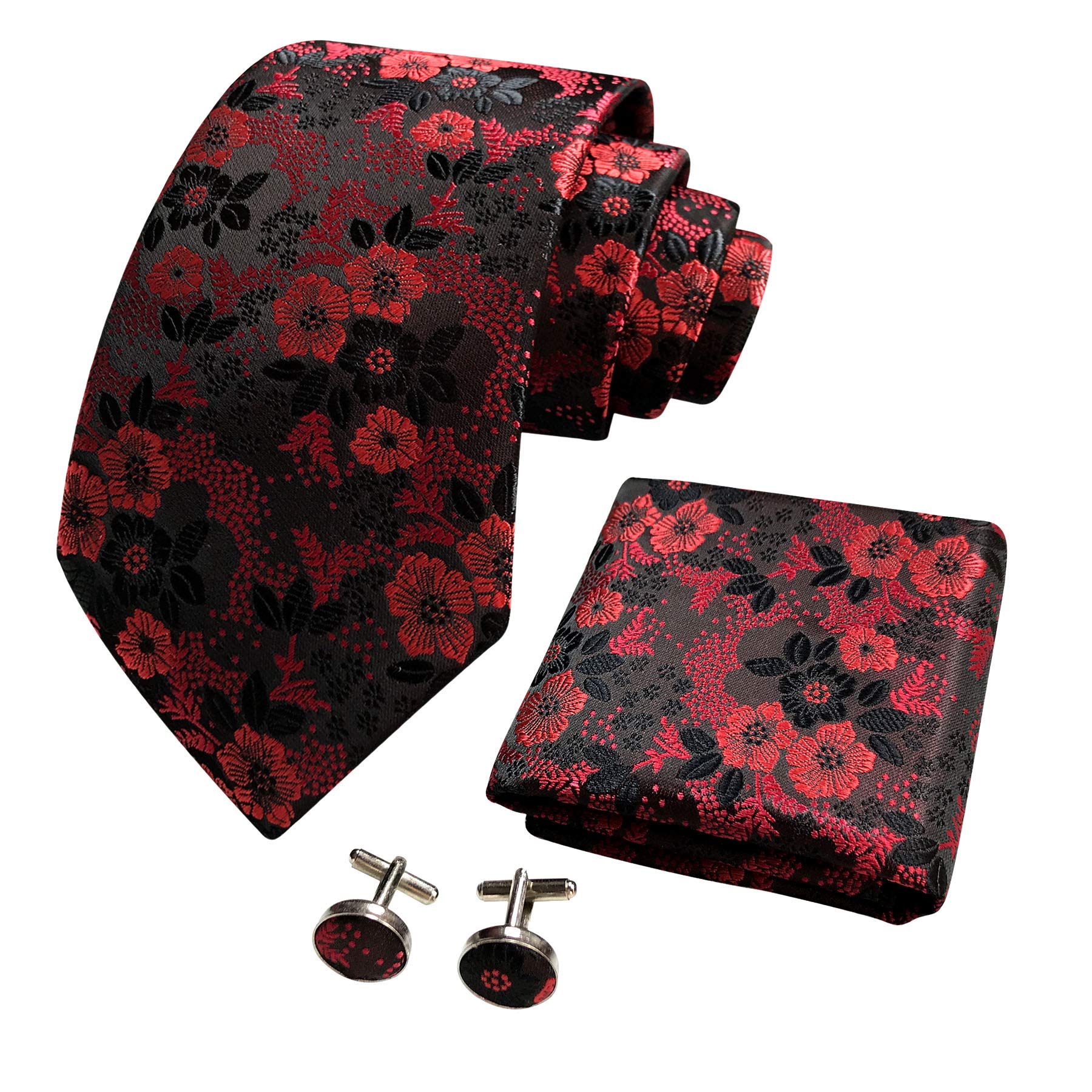 CANGRONMen Tie Paisley Necktie Pocket Square Cufflinks Tie Set with Giftbox LSP8ZH