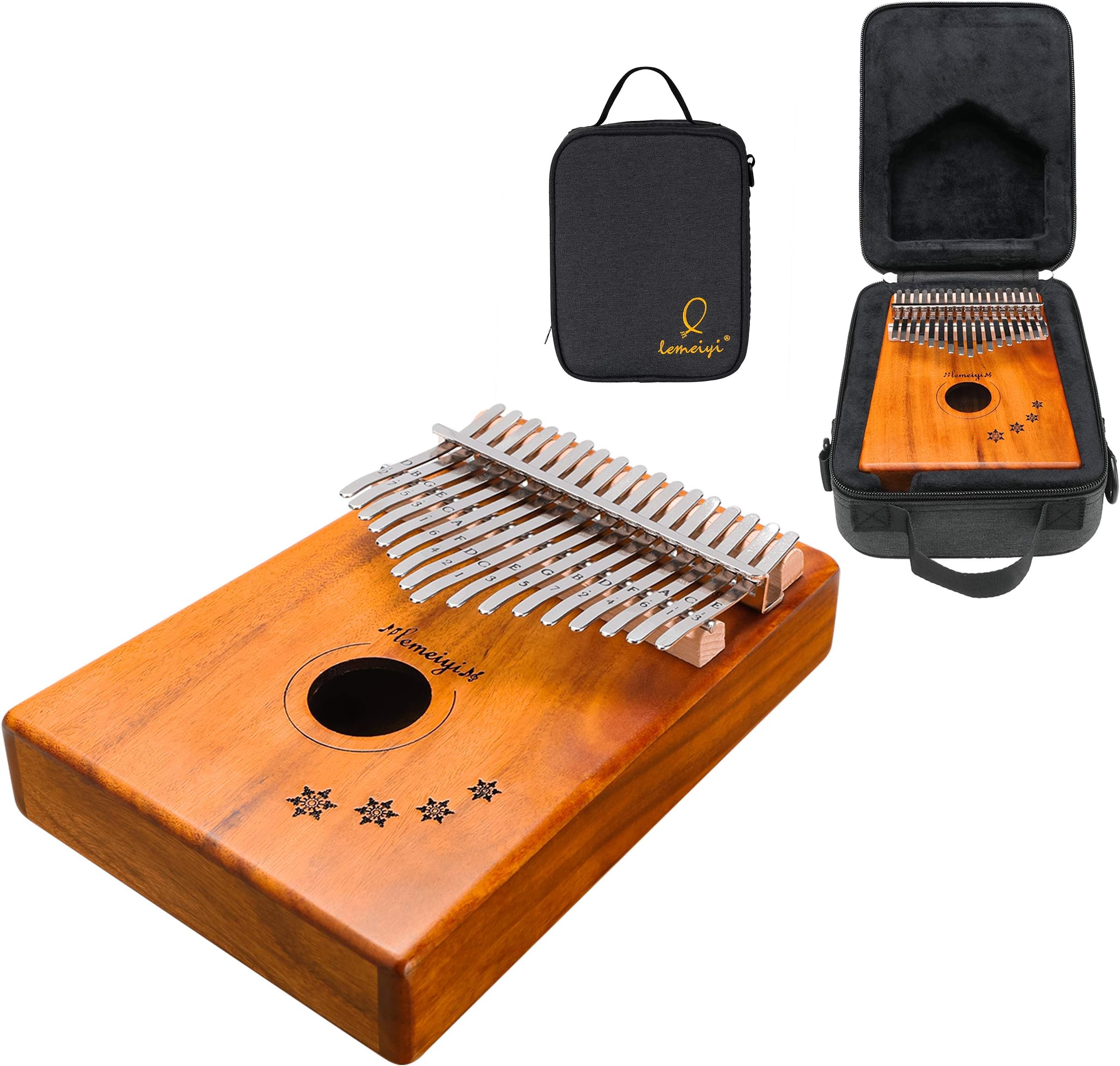 Kalimba 17 Key with Mahogany,Portable Thumb Piano Mbira Sanza of Wooden Attached Ore Metal Tines with Kalimba Case