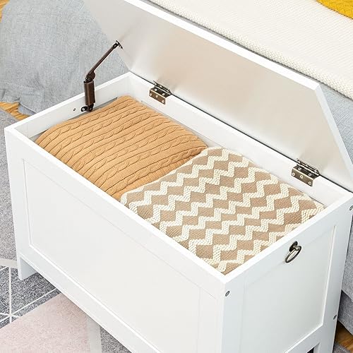 Miniatura 24 de HOOBRO Caja de juguetes, baúl de almacenamiento de aspecto de madera retro con bisagra de seguridad, banco de almacenamiento de entrada soporta 220