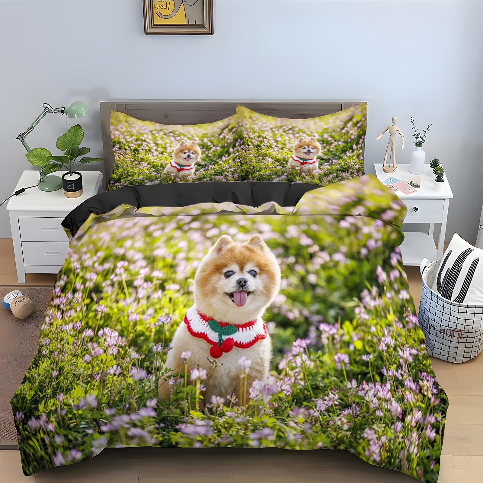 Parure de lit animal pour chambre d'enfant sur le thème du Japon avec housse de couette zippée