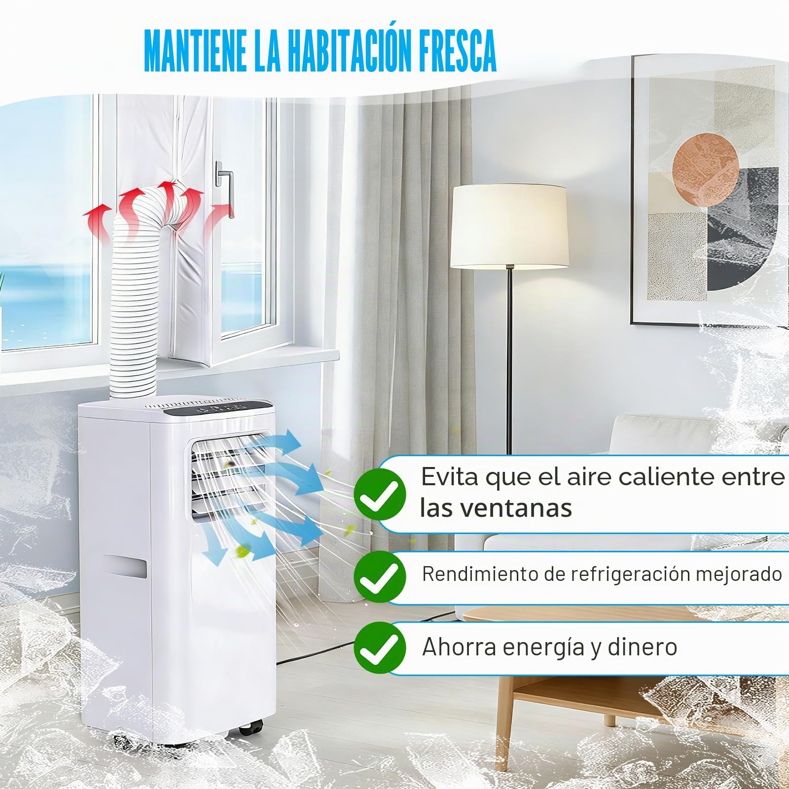 Sellado de ventanas de aire acondicionado, 300 cm / 400 cm, para 1 o 2 mangueras de escape, parada de aire caliente para colocar ventanas, doble cremallera para ventanas de techo, ventanas batientes