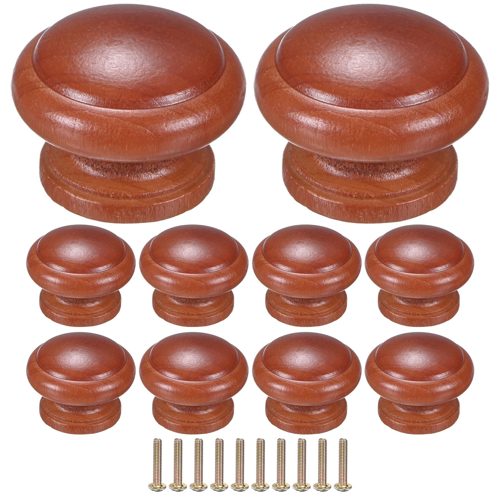 M METERXITY 10-Pack Kicthen Cabinet Knobs, 1-3/8 in(35mm) Solid Wood Round Drawer Pull Handle for Dresser/Office/Cupboard