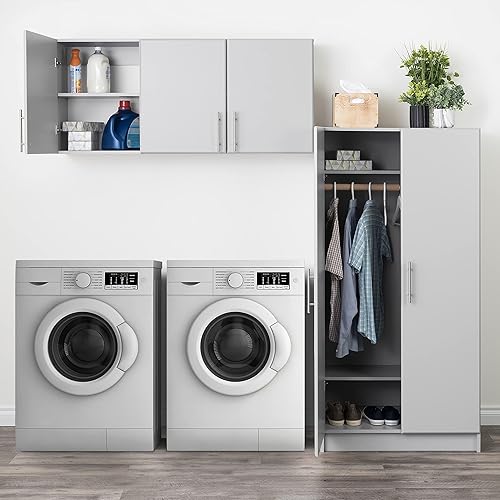 Miniatura 6 de Prepac Elite - Armario de pared de 54 pulgadas, armario de almacenamiento gris claro con 2 estantes ajustables, almacenamiento para despensa, cocina