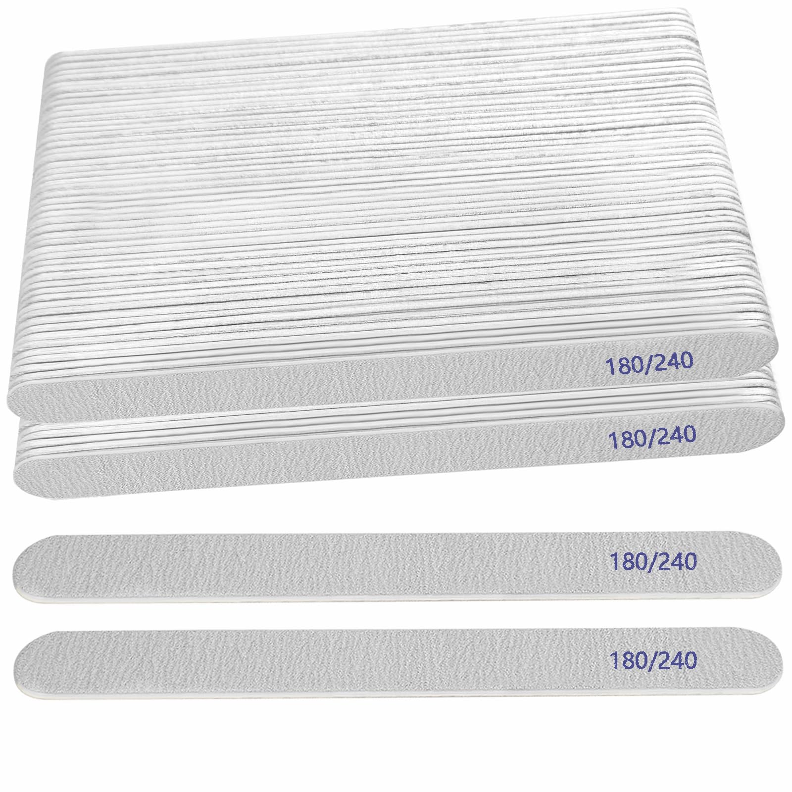 Nagelfeile (100 Packungen), Schmirgelbretter für Nägel, Körnung 180/240, Nagelfeilen für Naturnägel, Holz, doppelseitige Emory Fingernagelfeilen, professionelle wiederverwendbare Maniküre, Pediküre,