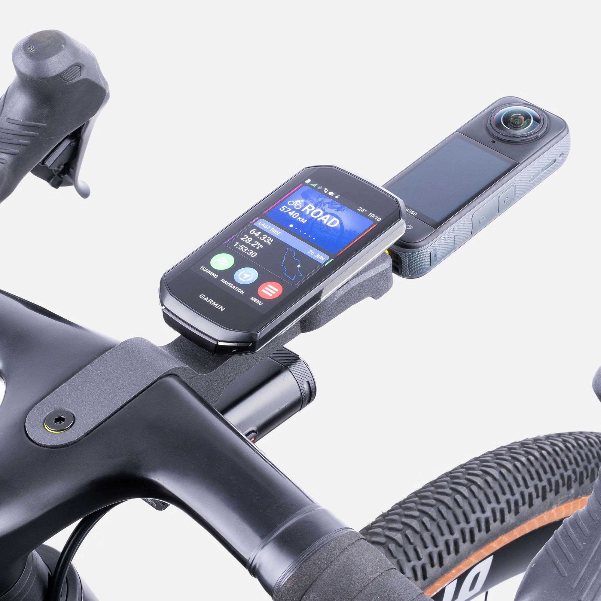 Support pour caméra Insta360 et Compteur vélo pour Cockpit Canyon Gear Groove – Garmin Edge 10xx/Explore et Accessoires (Femelle, arrière)