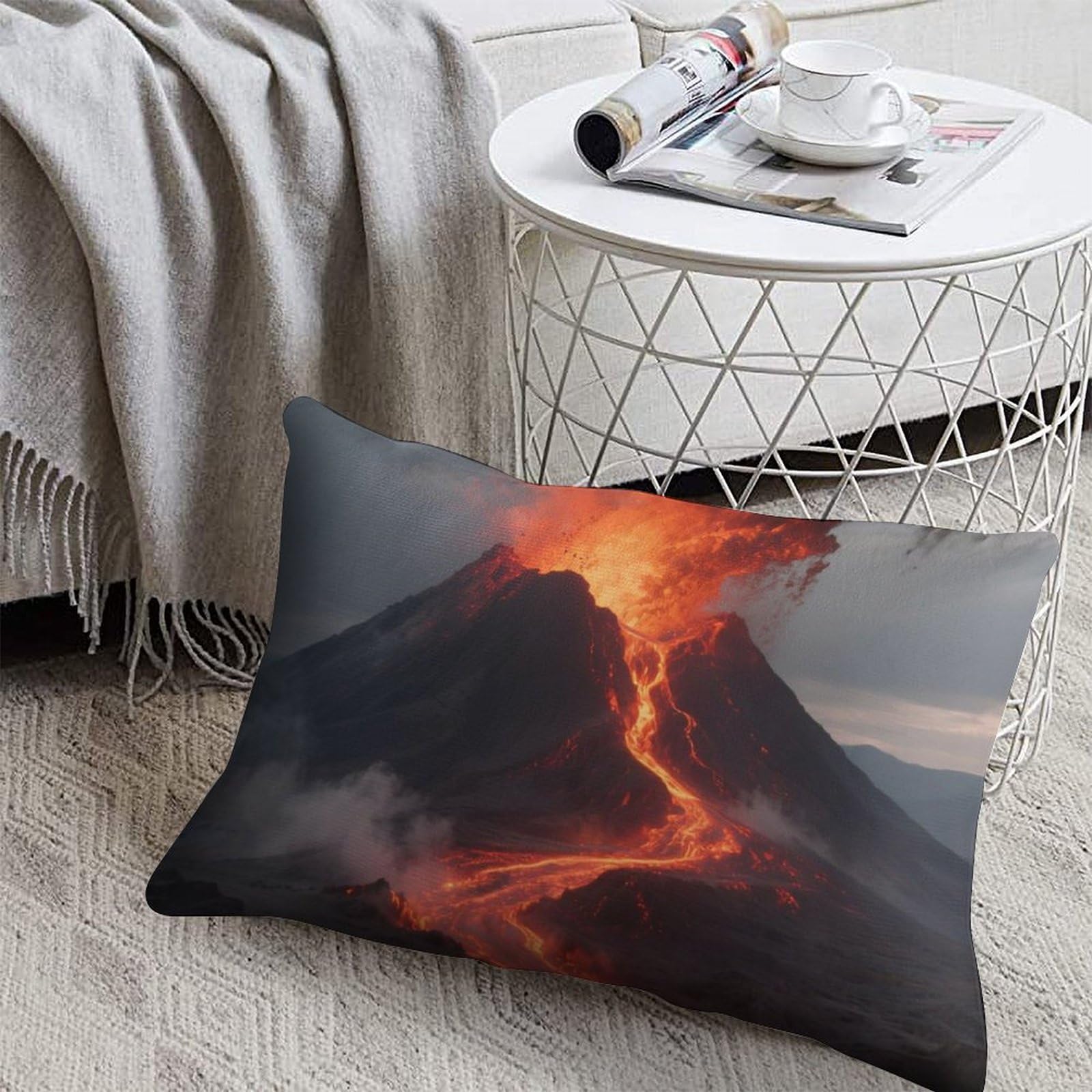 FodPand Decorative Throw Pillow Covers 8x12 Short Plush Volcano Body Pillowcase Cushion Cases with Invisible Zipper Rectangle Lumbar Pillow Shells for Sofa Couch Chair Bed Home Decor