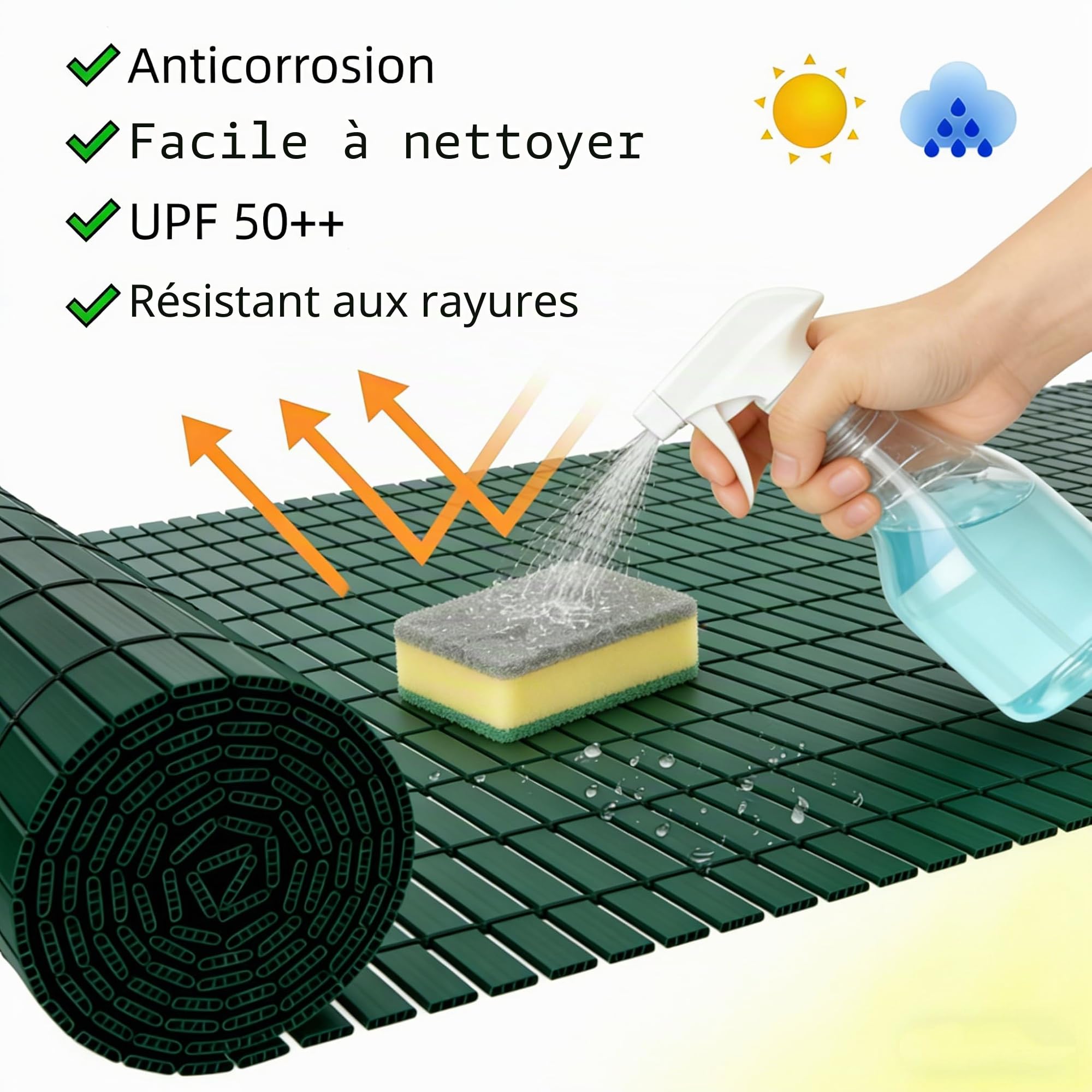 Canisse PVC 200x500cm Brise Vue, Canisse PVC Corrosion et Aux Intempéries, Brise Vue Balcon Renforcement, Canisses Anti-moisissure Résistant aux UV, Intimité pour Jardin Terrasse (Vert)