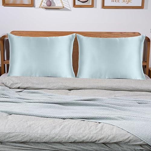 Miniatura 5 de Funda de almohada 100% seda de morera para cabello y piel, 25 momme seda natural con cremallera, suave y refrescante, lavable de ambos lados (oliva,