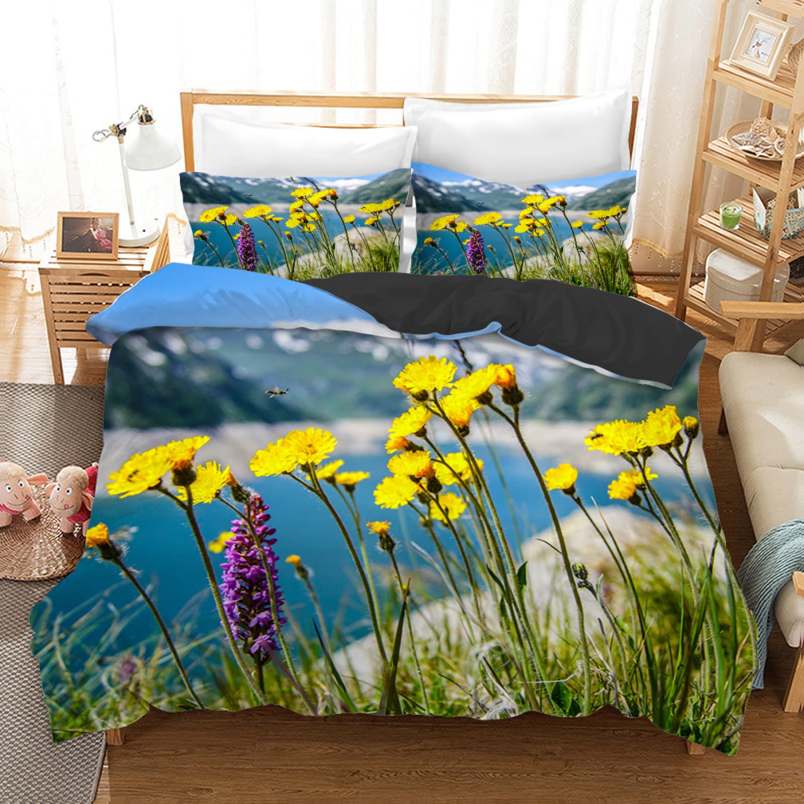 Housse couette ado avec fermeture éclair 140x200 parure microfibre douce 110g/㎡