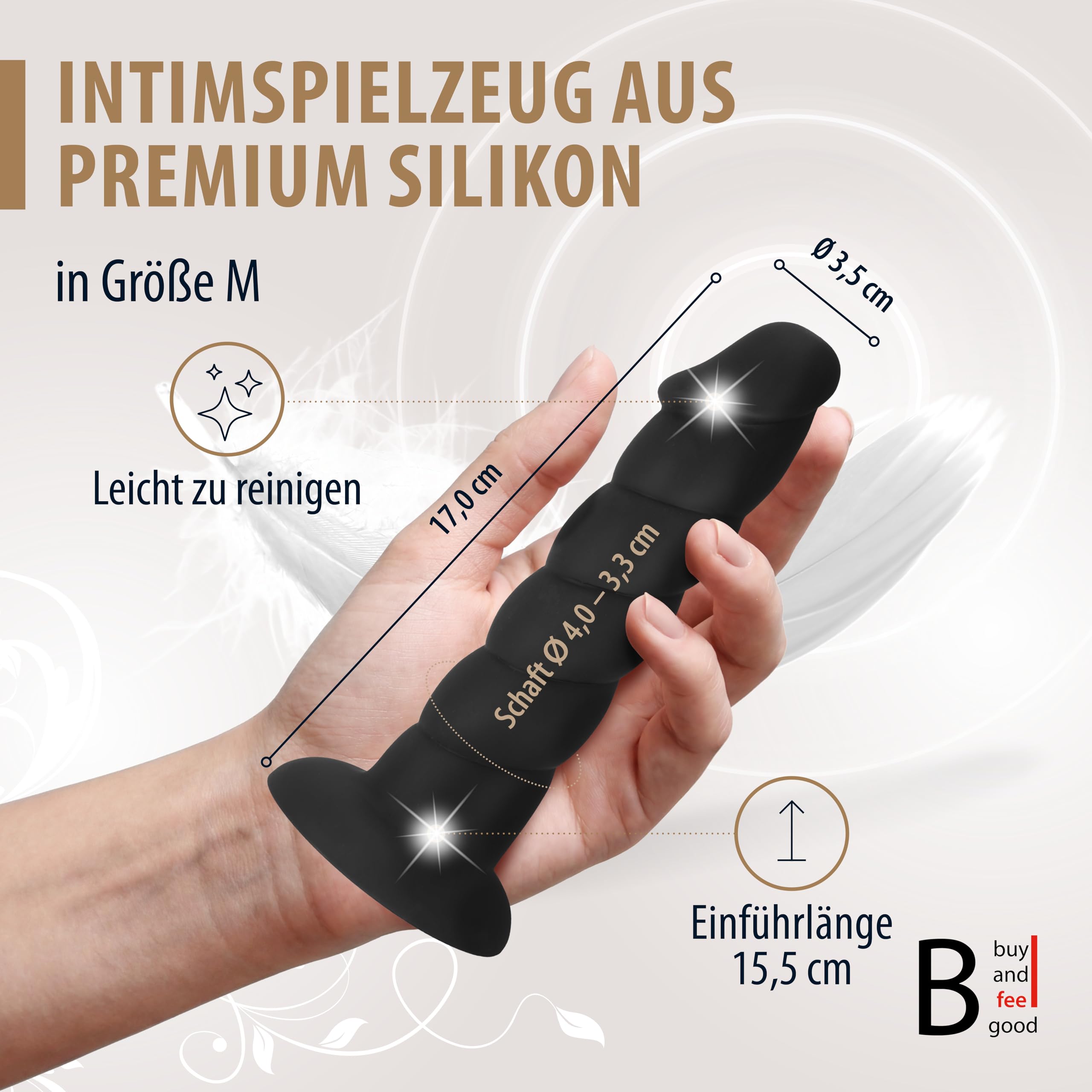 Grande dildo PREMIUM IN SILICONE “PLAYER” da 21,0 cm, 17,0 cm o 14,0 cm con Ø 4,5 cm, 4,0 cm o 3,5 cm - sex toy per donne e uomini con FORTE VENTOSA