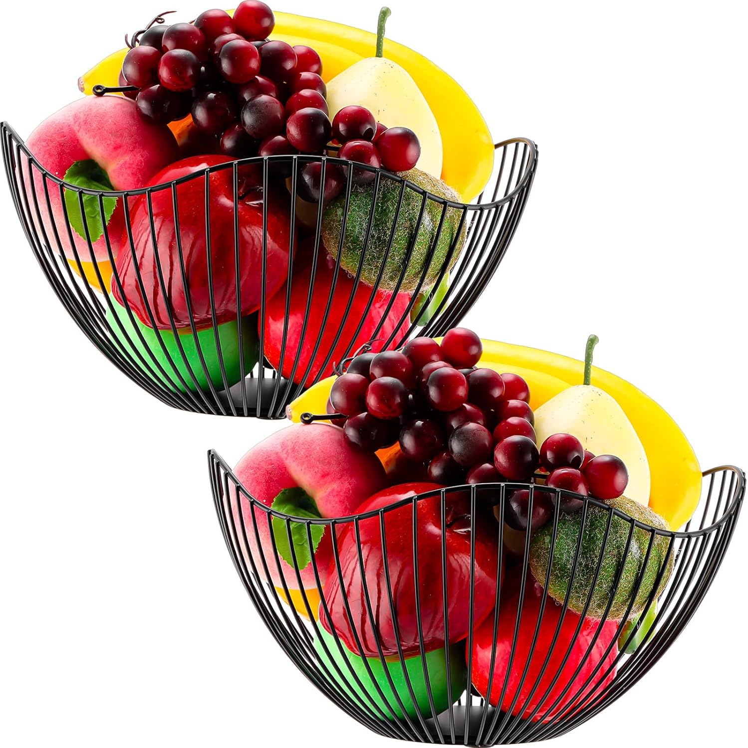 Tanlade 2 Pcs Metal Wave Fruit Bowl Wire Mesh Fruit Basket