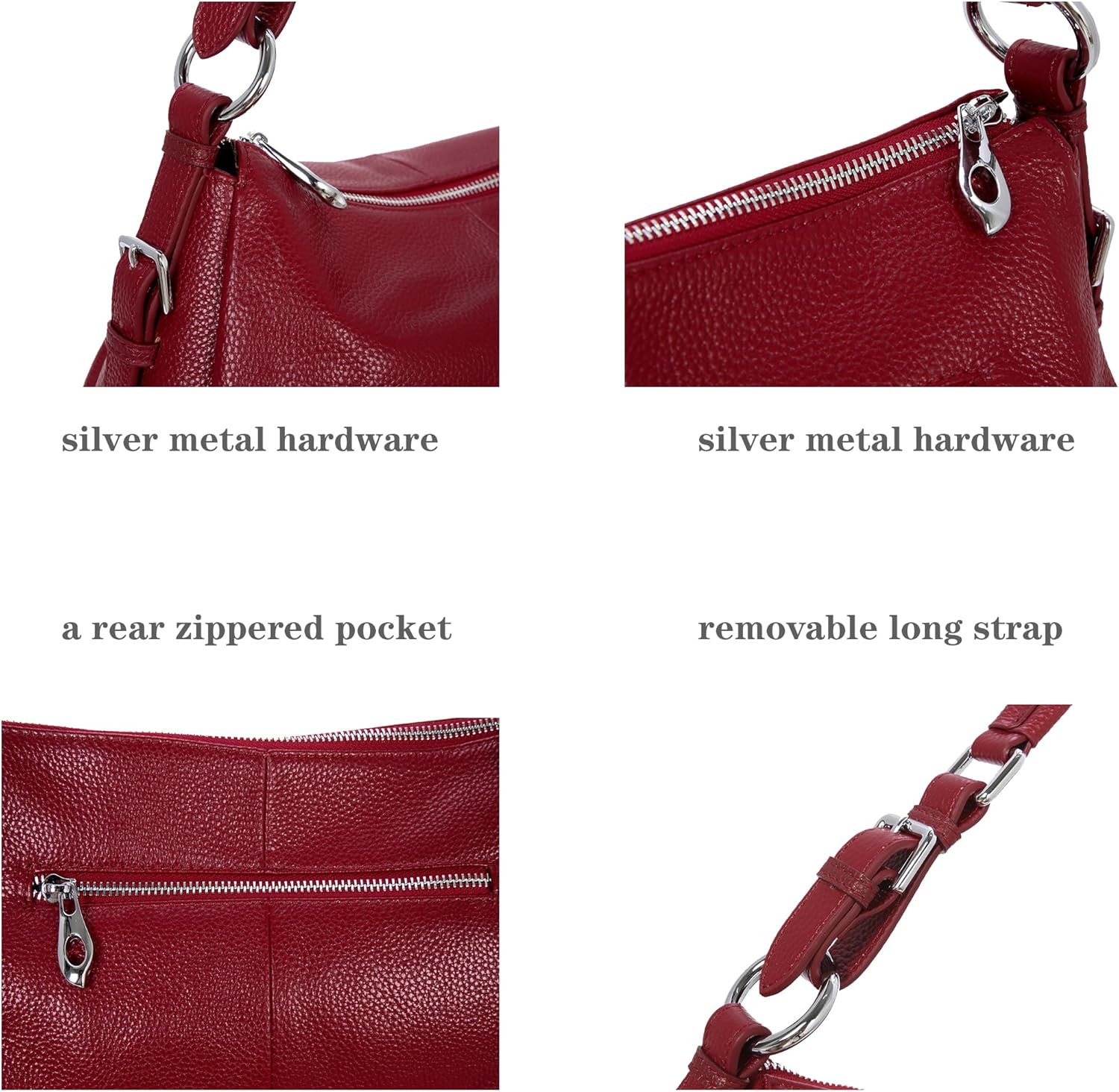 HESHE Leather Purses and Handbags Hobo Shoulder Bags Tote Bag Crossbody Purse Ladies Designer Satchel Bags - Image 5