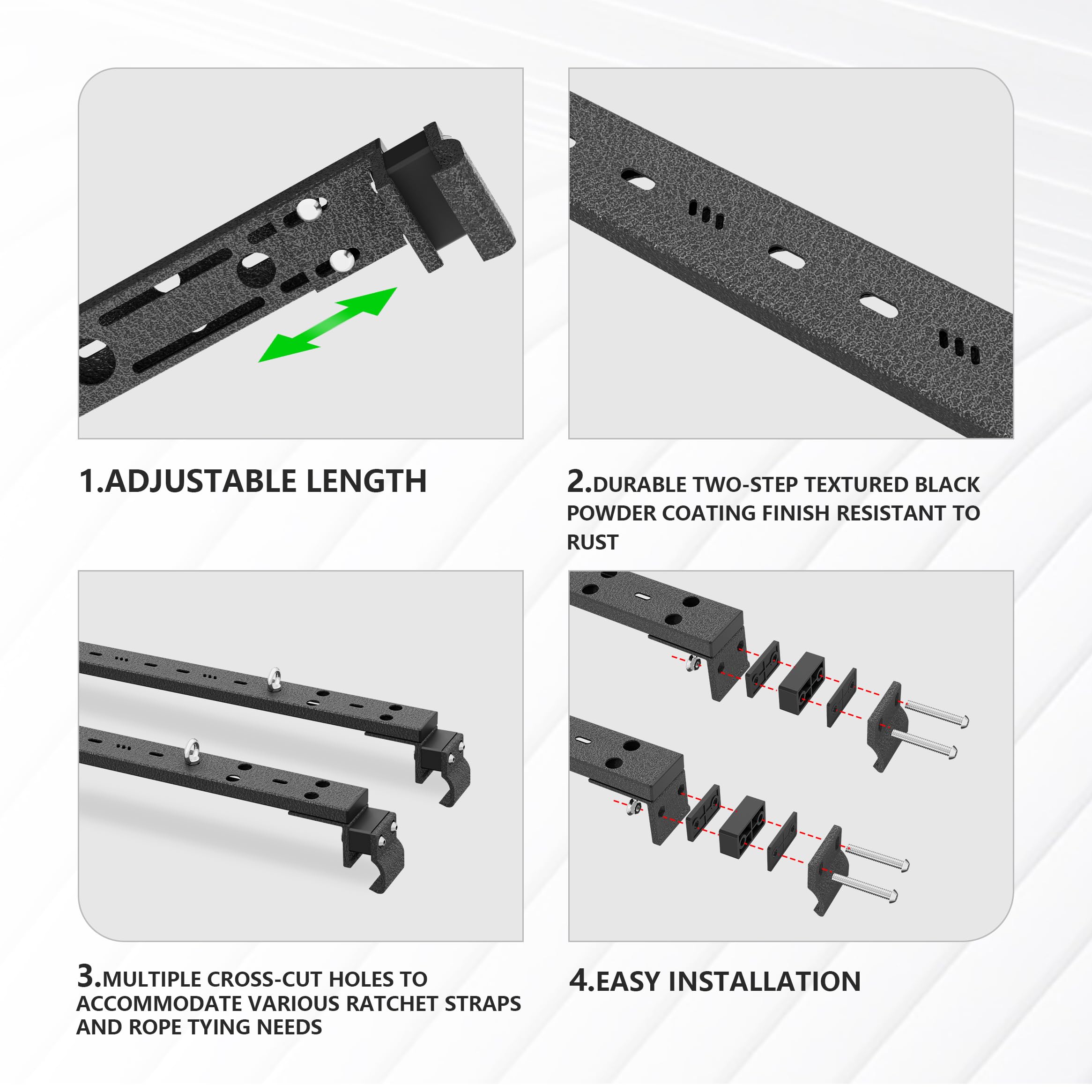 Heavy Duty 300 LBS Universal Roof Rack Cross Bars Compatible with Flush & Raised Side Rails, Adjustable Crossbars Cargo Carrier Rooftop Luggage Cars Vehicles Suvs