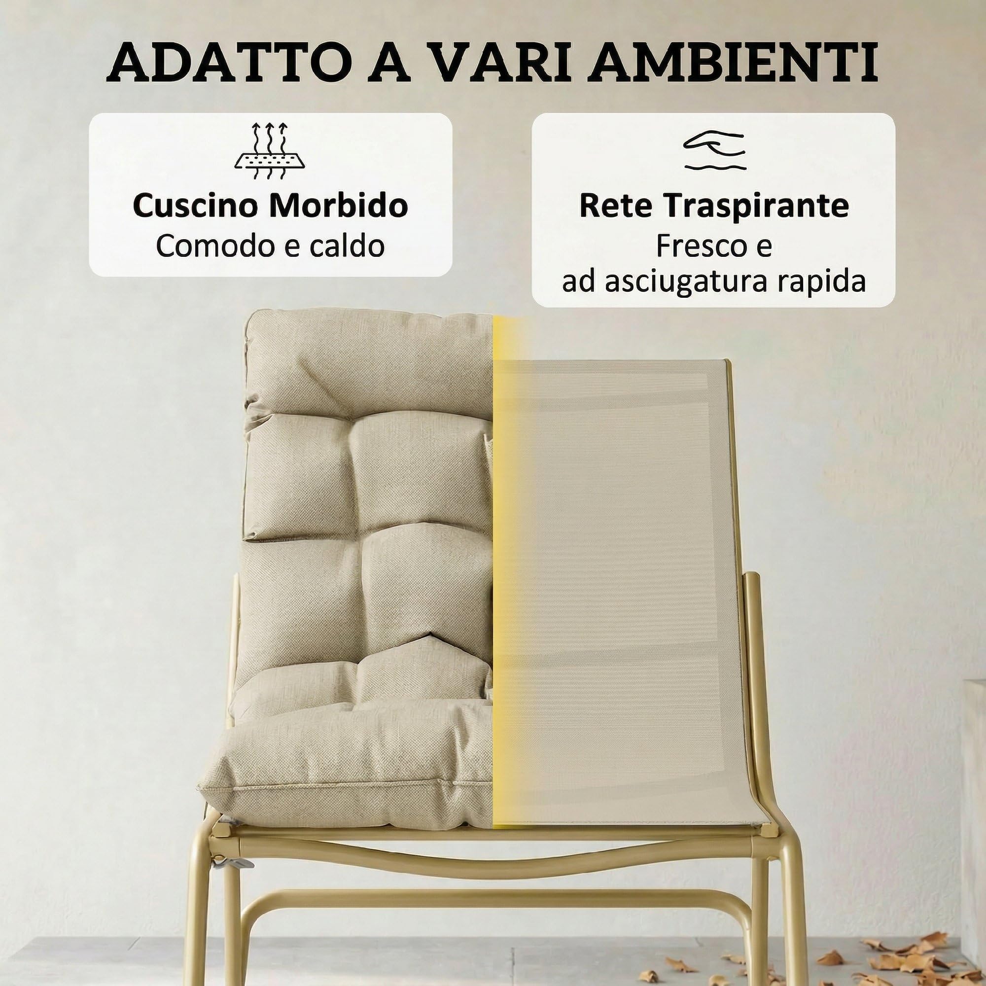 Outsunny Sedia Sdraio a Dondolo da Esterno con Seduta Extra Larga da 64 cm e Cuscino Morbido, Poltrona da Giardino, Balcone, Veranda, Cachi