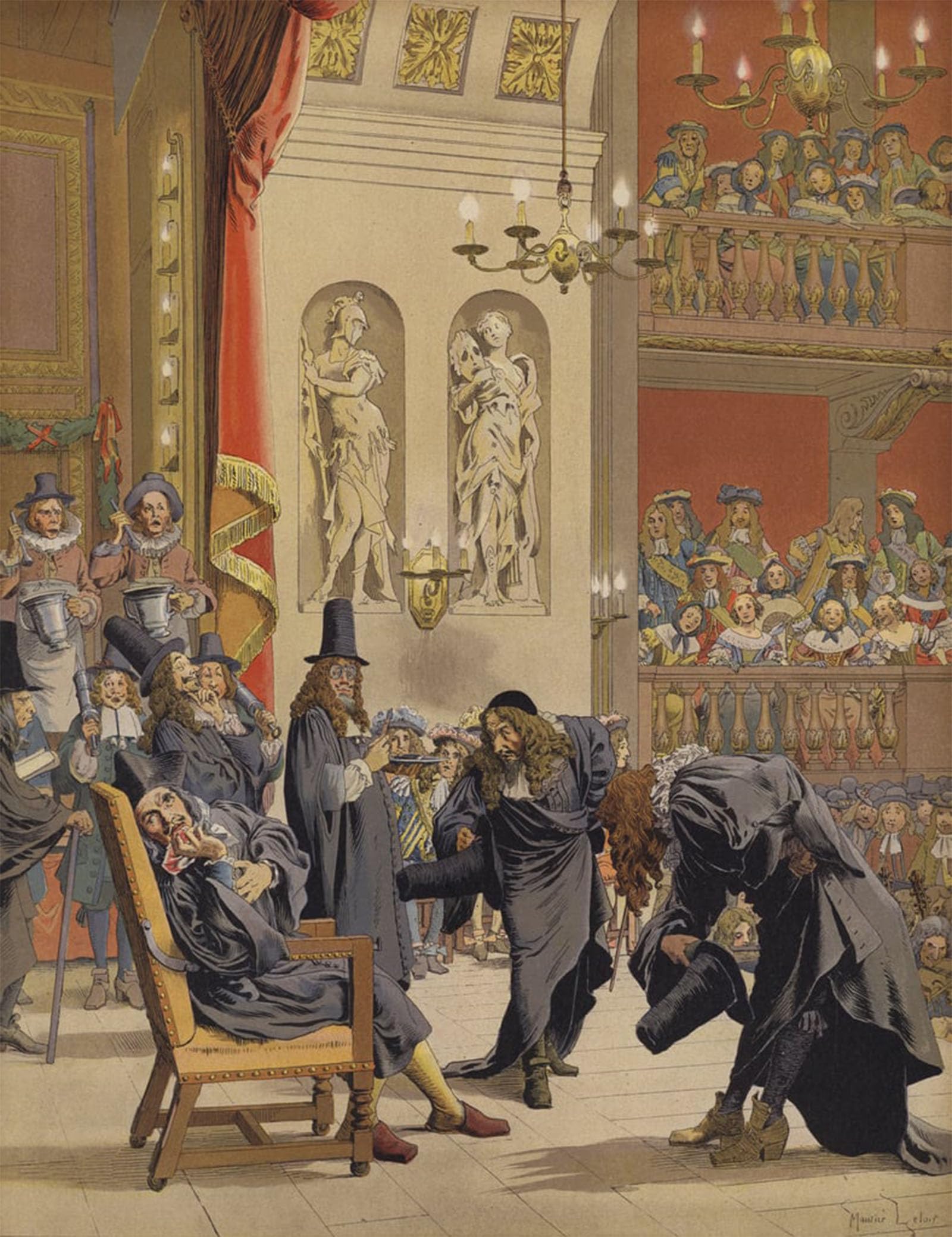 RZHRHJES Vintage Wall Art Picture on Canvas Wall Art Poster the Moliere in Le Malade Imaginaire by Maurice Leloir Canvas Poster for Home Decor 60x90cm
