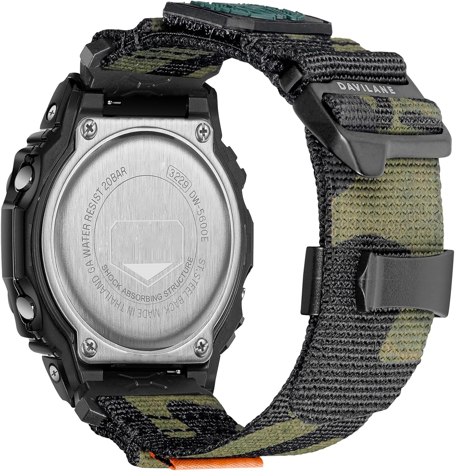 16MM Watch Band Compatible with G-Shock DW-5600/6900/8900,GW-M5610 | Nylon Military Sports Watch Strap with Swappable Patches Design Fit for GD-100/110/120/350/GM-2100/GA2100/GA-B2100 for Men
