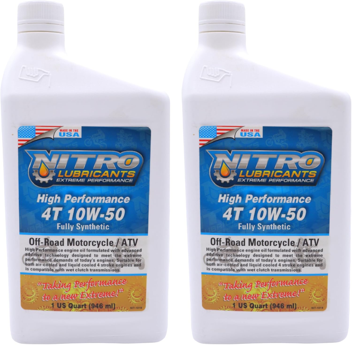 Nitro Lubricants 10W-50 4 Stroke Engine Oil – Semi-Synthetic, High Performance Formula for Motorcycles, ATVs & UTVs – Racing & Off-Road – Advanced Additive Technology – 1 Quart – Made in USA (2-Pack)