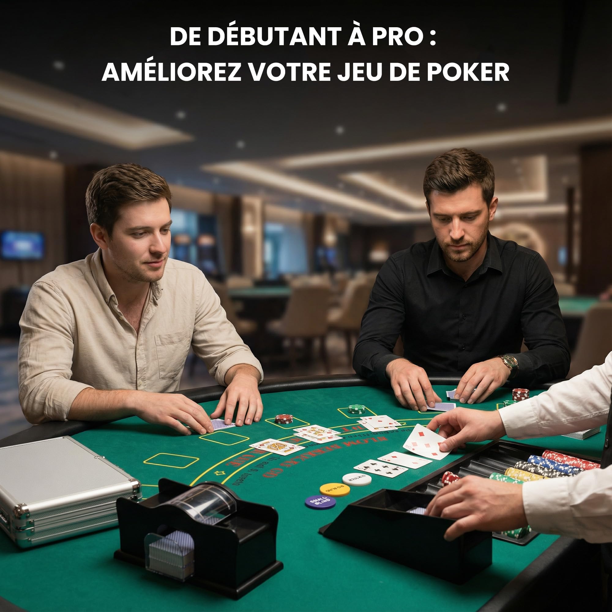 SPORTNOW - Maletín de Póker Completo de 500 Fichas, Carcasa de ABS, Tarjetas de Juego, Dados, Distribuidor, Alfombras, Llaves para Juegos de Blackjack y Texas Holdem