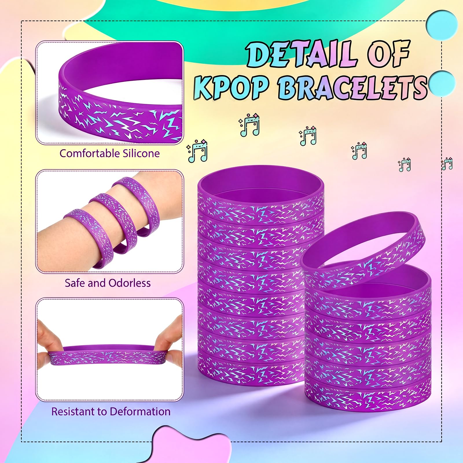 Kenning 24 braccialetti Kpop in silicone popolari per cantanti concerti fan accessori braccialetti dell'amicizia per fan del Kpop decorazioni per feste di compleanno regalo