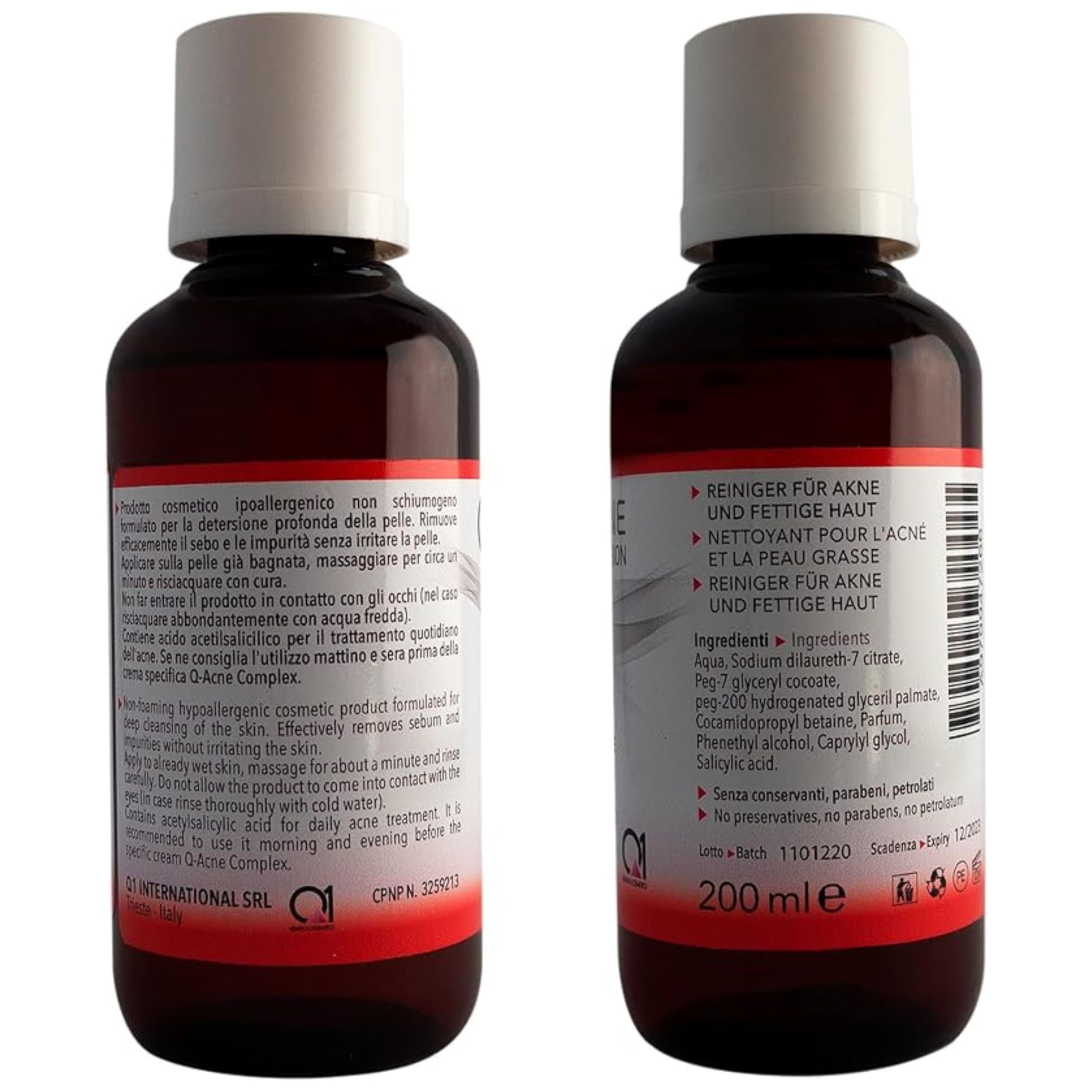 Q-Acne Complex Kit Completo per Trattamento Acne, Crema Acido Salicilico Viso e Sapone Detergente