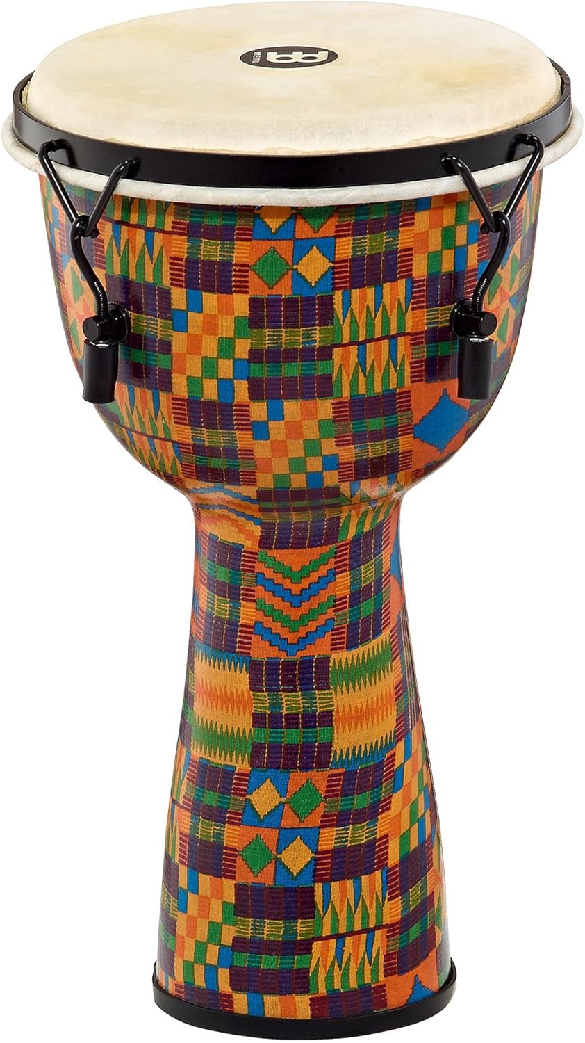 Meinl Percussion FMDJ2-L-G Mechanical Tuned Fiberglass Djembe 12-Inch Goat Head - Kenyan Quilt