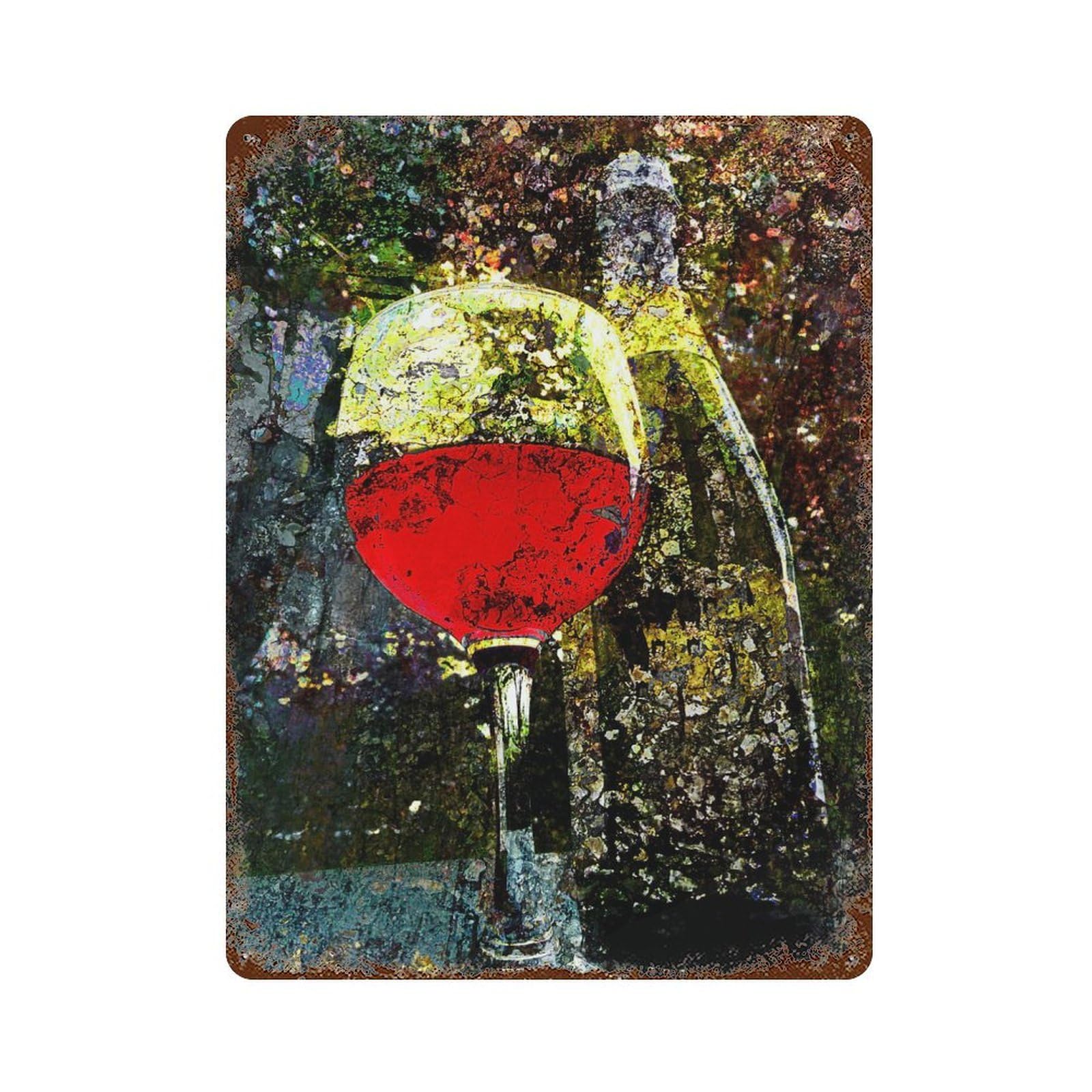 Wine Art Print B 2 Rust Effect Tin Sign 15.7"x11.8", Ideal for Garage, Bar And Workshop Decor