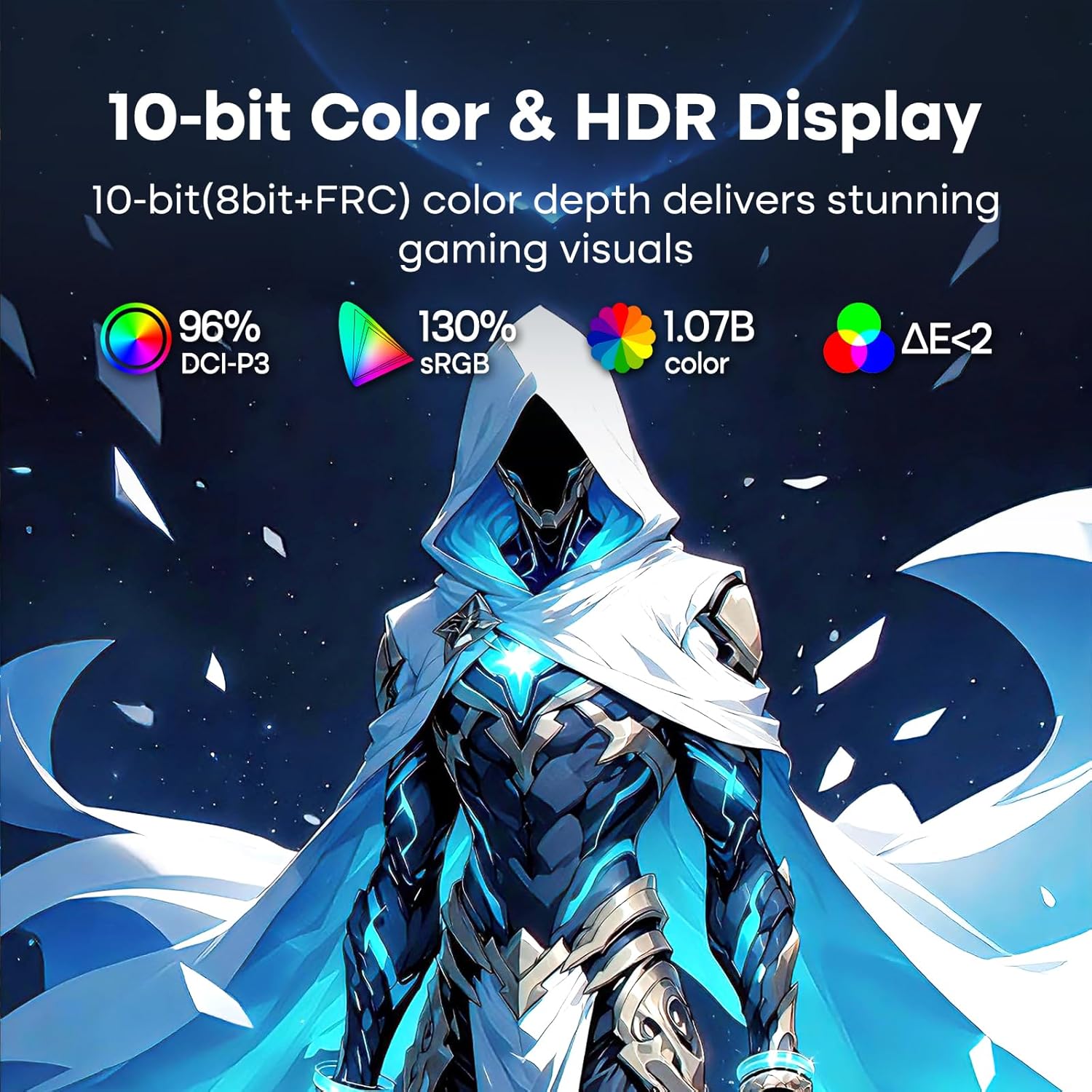 Amzfast 24 Inch Gaming Monitor 180Hz QHD (2560 ×1440) Fast IPS Monitor, 1ms G-SYNC Compatible, Built-in Speakers, 96% DCI-P3, HDR10, Height Adjustable, HDMI 2.0 x 2 & DP 1.4 x 2, AMZG24F6Q