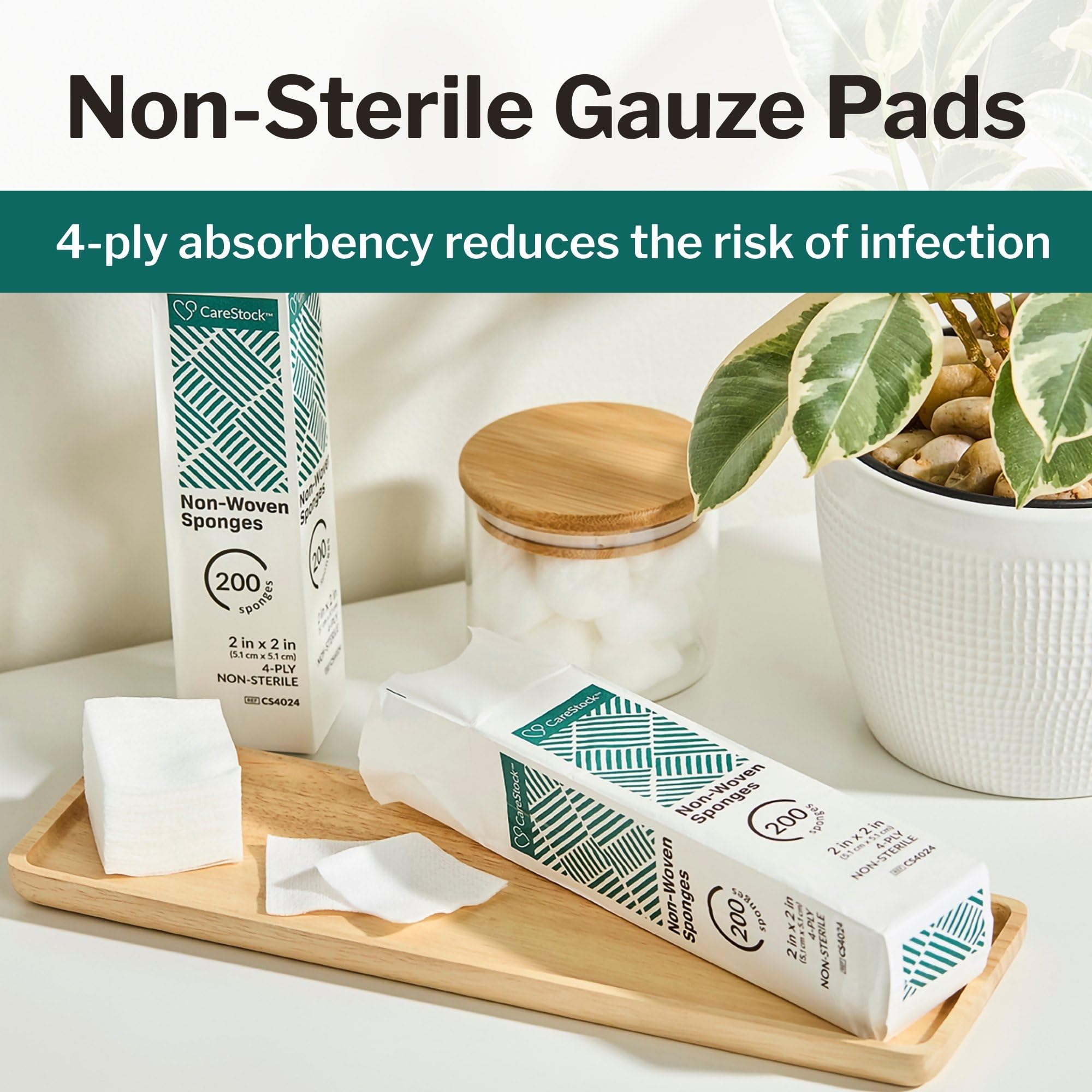 Amazon.com: CareStock Gauze Pads 2x2 [200 Count] – 4-Ply Non-Woven 