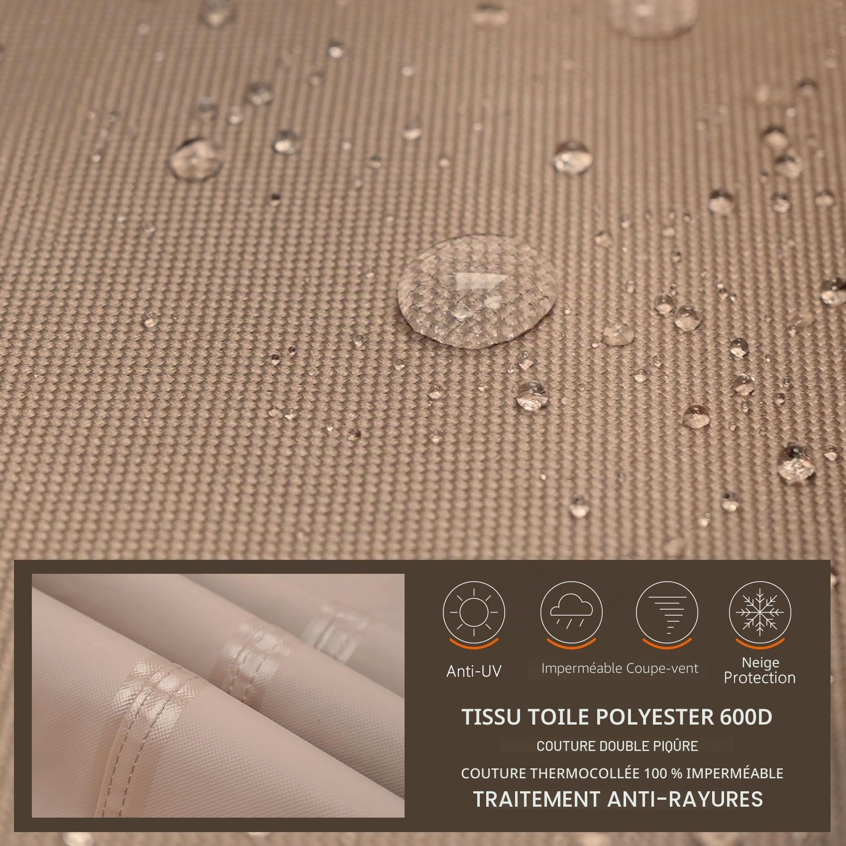 ULTCOVER Housse carrée imperméable en Polyester 600D pour Jacuzzi - 228,6 x 228,6 cm