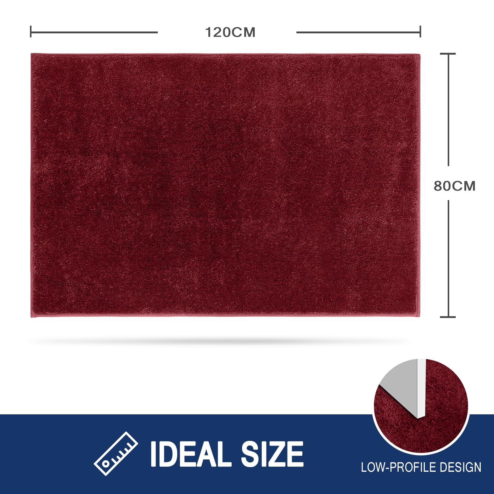 FCSDETAIL Zerbino Trappola Sporco 80 x 120 cm, Tappetino Antiscivolo Lavabile in Lavatrice, Zerbino d'Ingresso con Microfibre Morbide Assorbenti per Cane, Ingresso, Porta e Corridoio