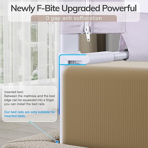 Miniatura 3 de omzer Riel de cama para niños pequeños  (3 unidades) rieles de cama para niños pequeños con bloqueo doble para niños, riel de cama para bebés con