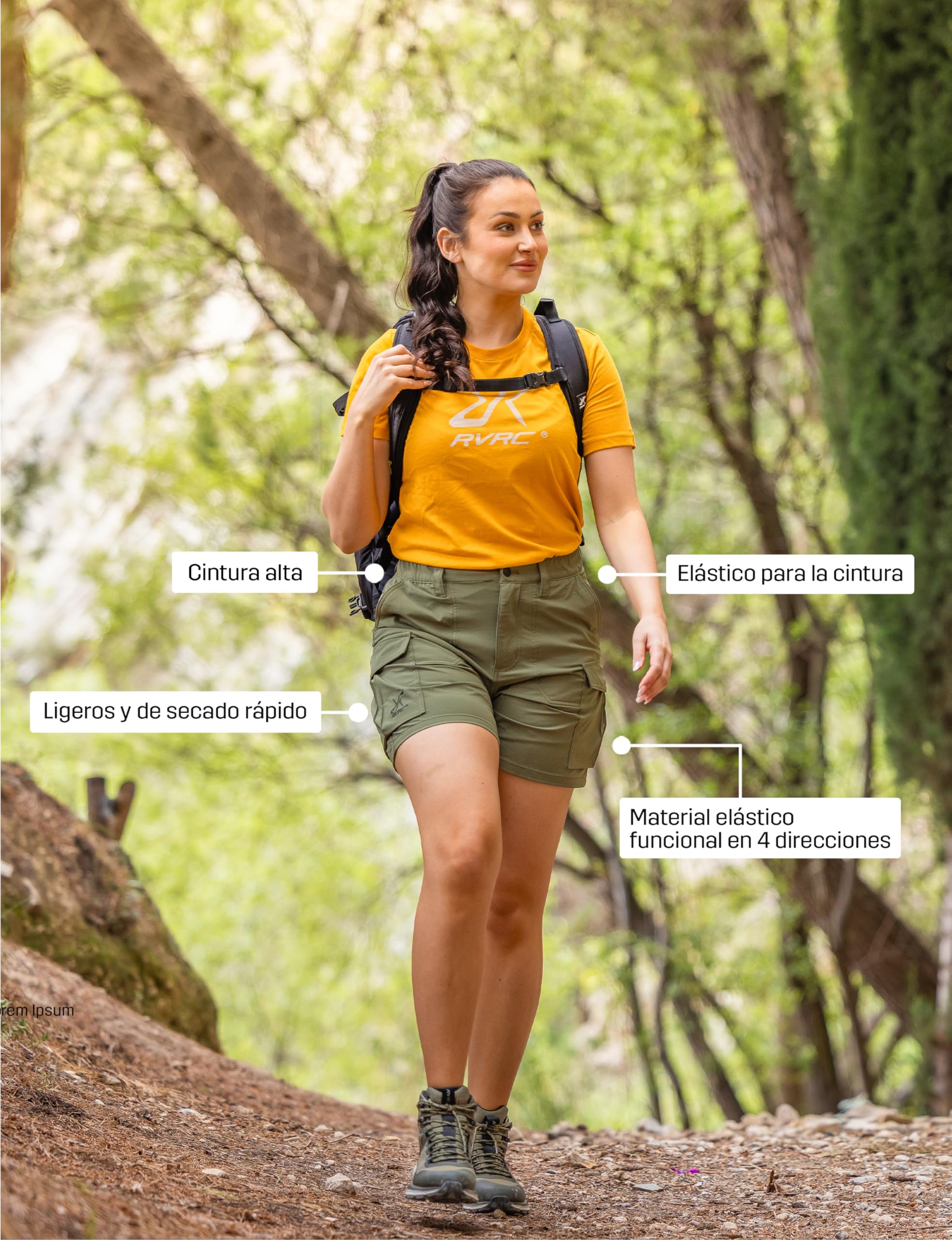 RevolutionRace Adventure Cargo Stretch Shorts para Mujer, Pantalones Cortos Ligeros y Prácticos para Senderismo