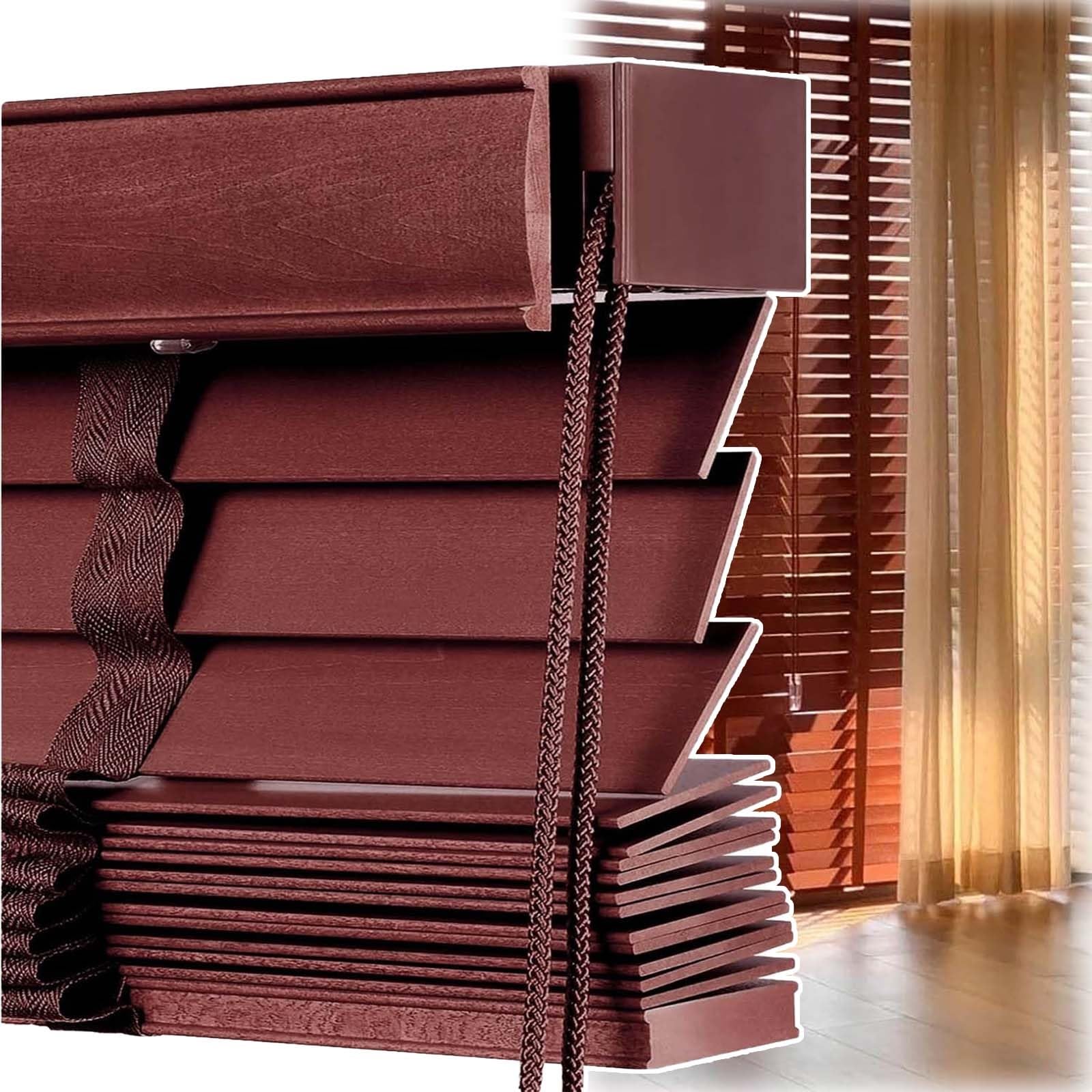 Persianas Venecianas De Madera Persianas Horizontales De Interior, Tamaños Personalizables 45cm 60cm 80cm 100cm 120cm 150cm Estores De Parasol para Cocina/Oficina/baño(Vino Tinto)
