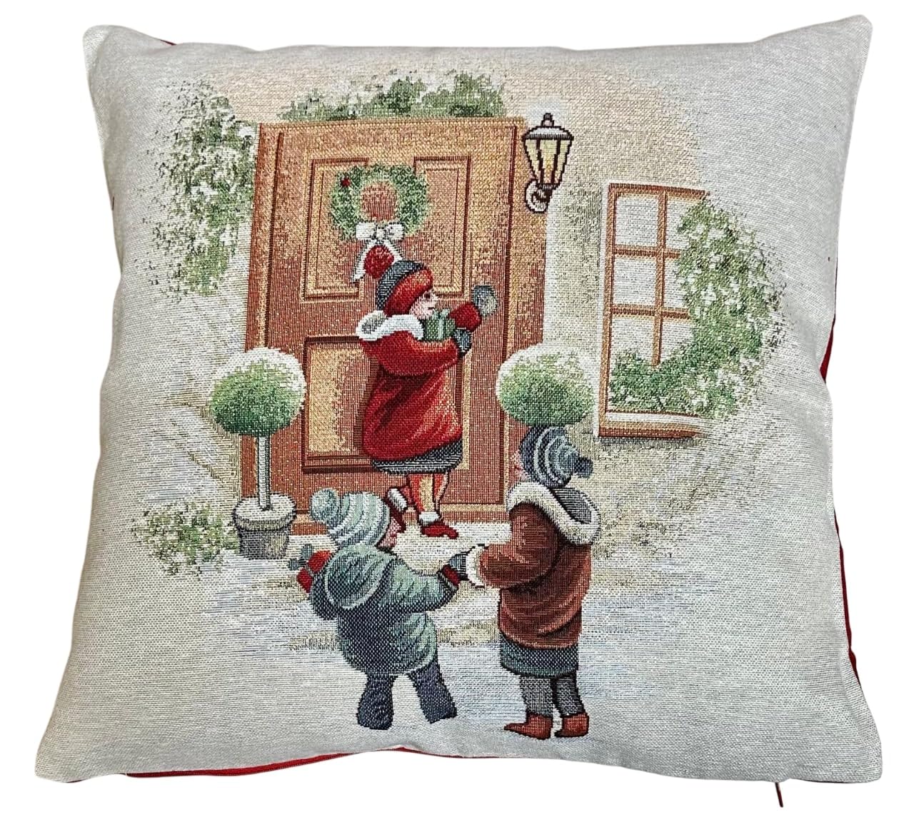 Coussin gobelin et lurex de Noël haut de gamme – Tissage tyrolien et country