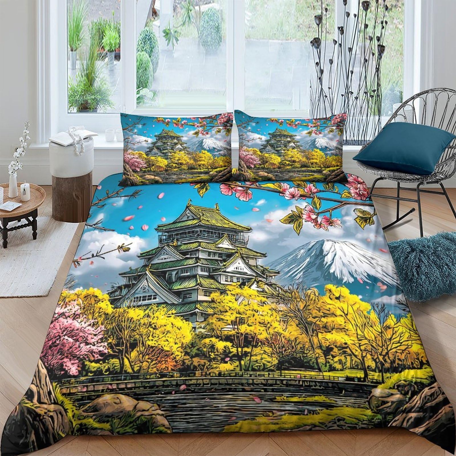 Housse de couette Fuji 3D Super King 260x220 cm avec 2 taies d'oreiller