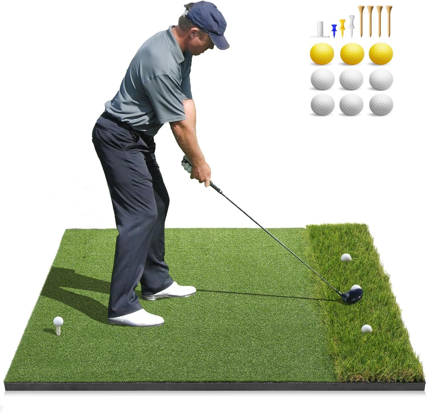 Premium Dual-Turf Golf Mat: 120x150 cm Thickened Golf Practice Hitting Mat, Indoor & Outdoor Golf Training Swing & Chipping Mat for Backyard, Ideal Valentine Gifts for Men Dad Husband